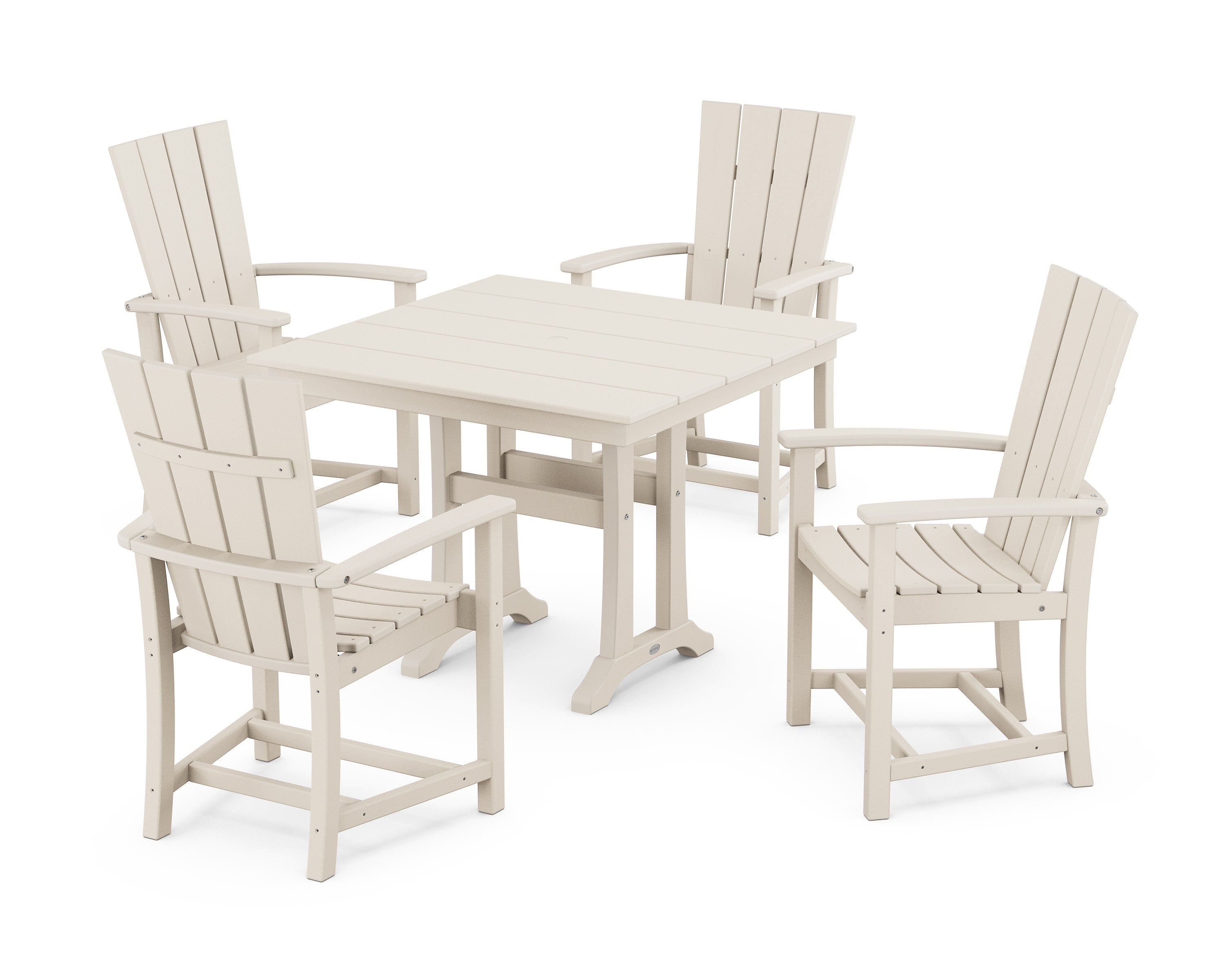 Quattro 5-Piece Farmhouse Dining Set With Trestle Legs in Sand