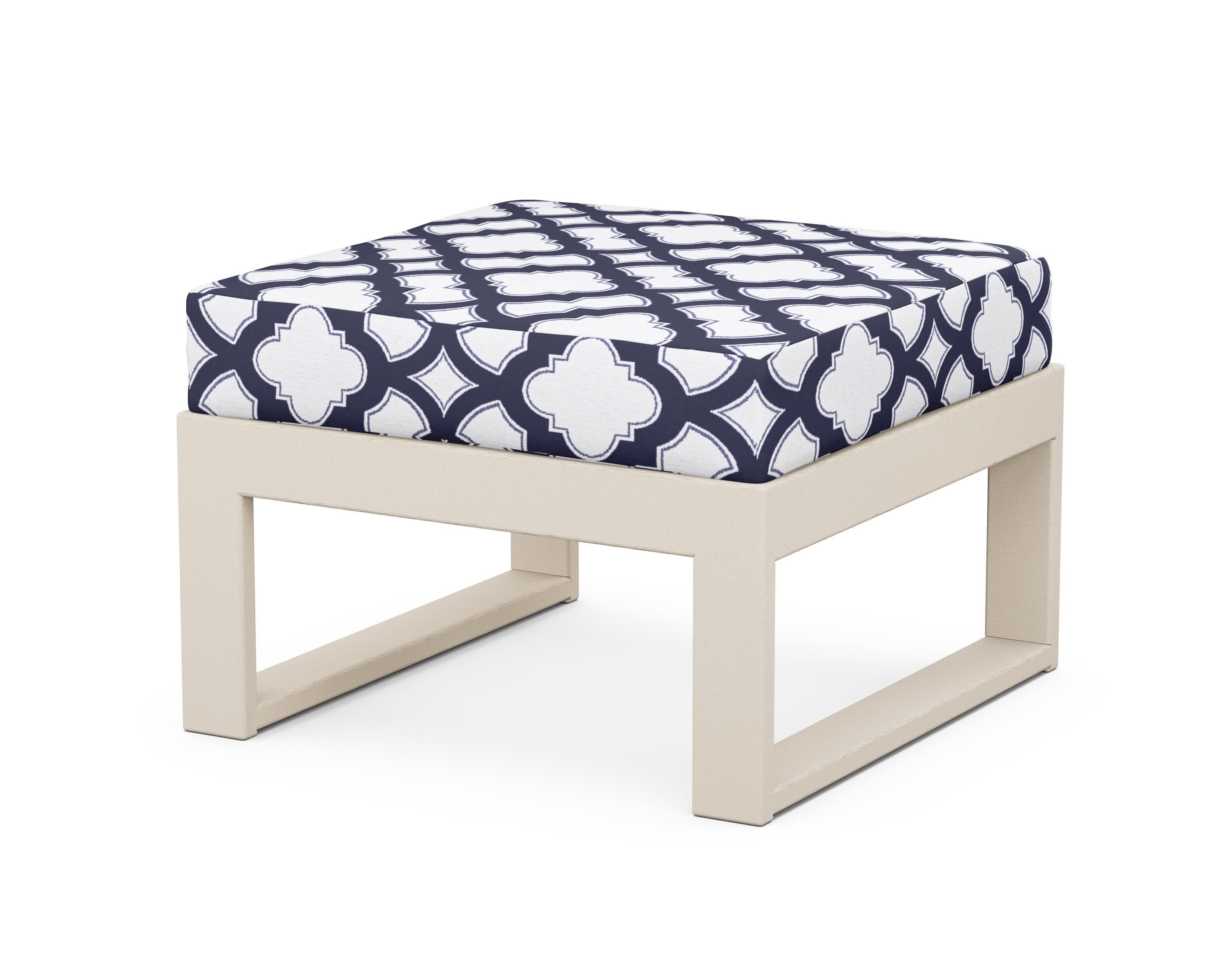 Modular Ottoman - Modern in Sand / Trellis Navy