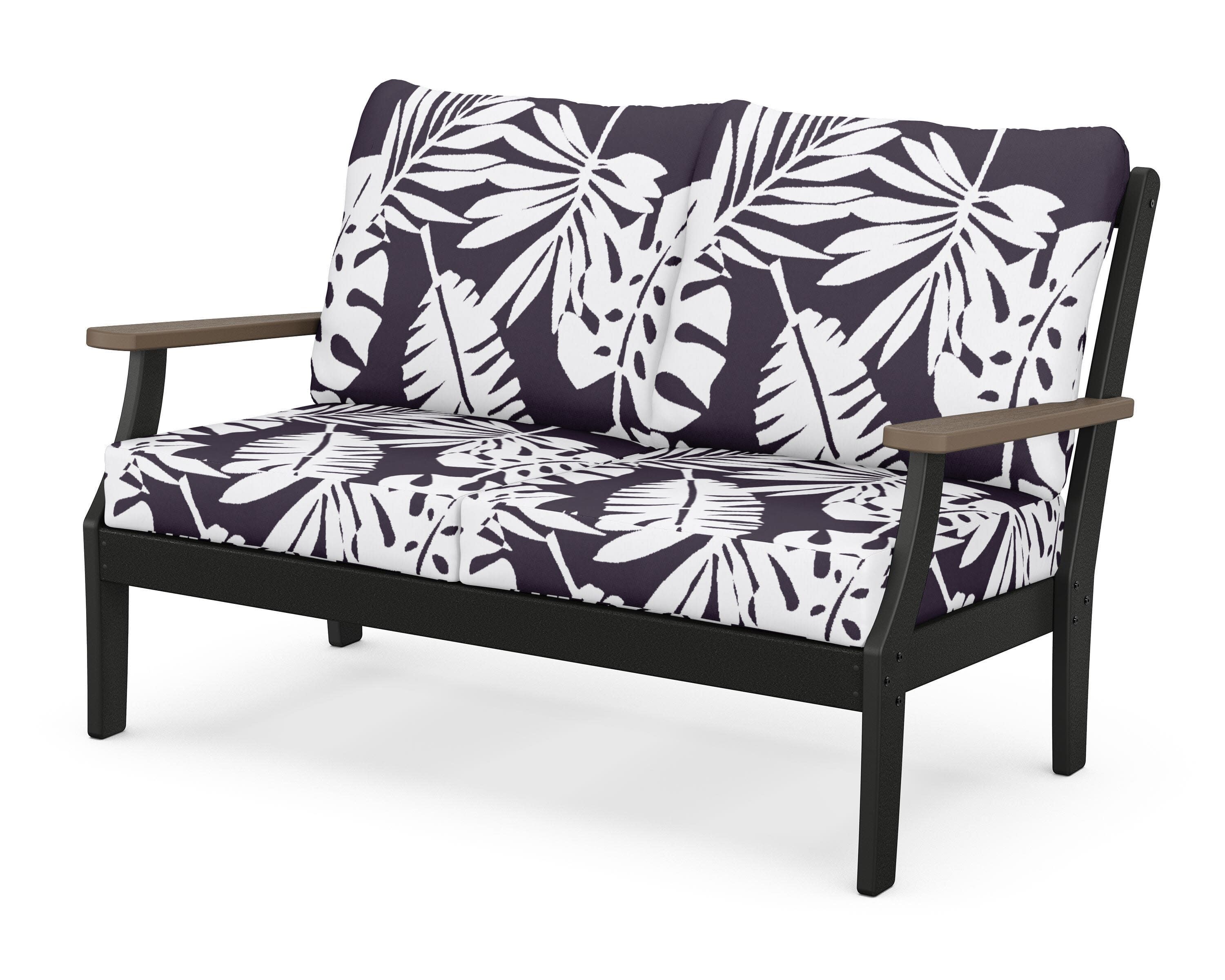 Braxton Deep Seating Loveseat in Black / Kona / Leaf Navy