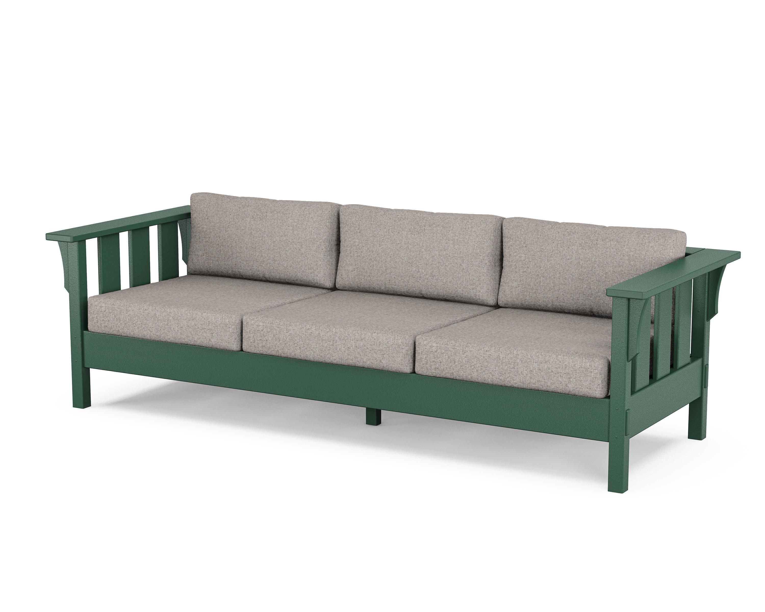Acadia Deep Seating Sofa in Green / Weathered Tweed