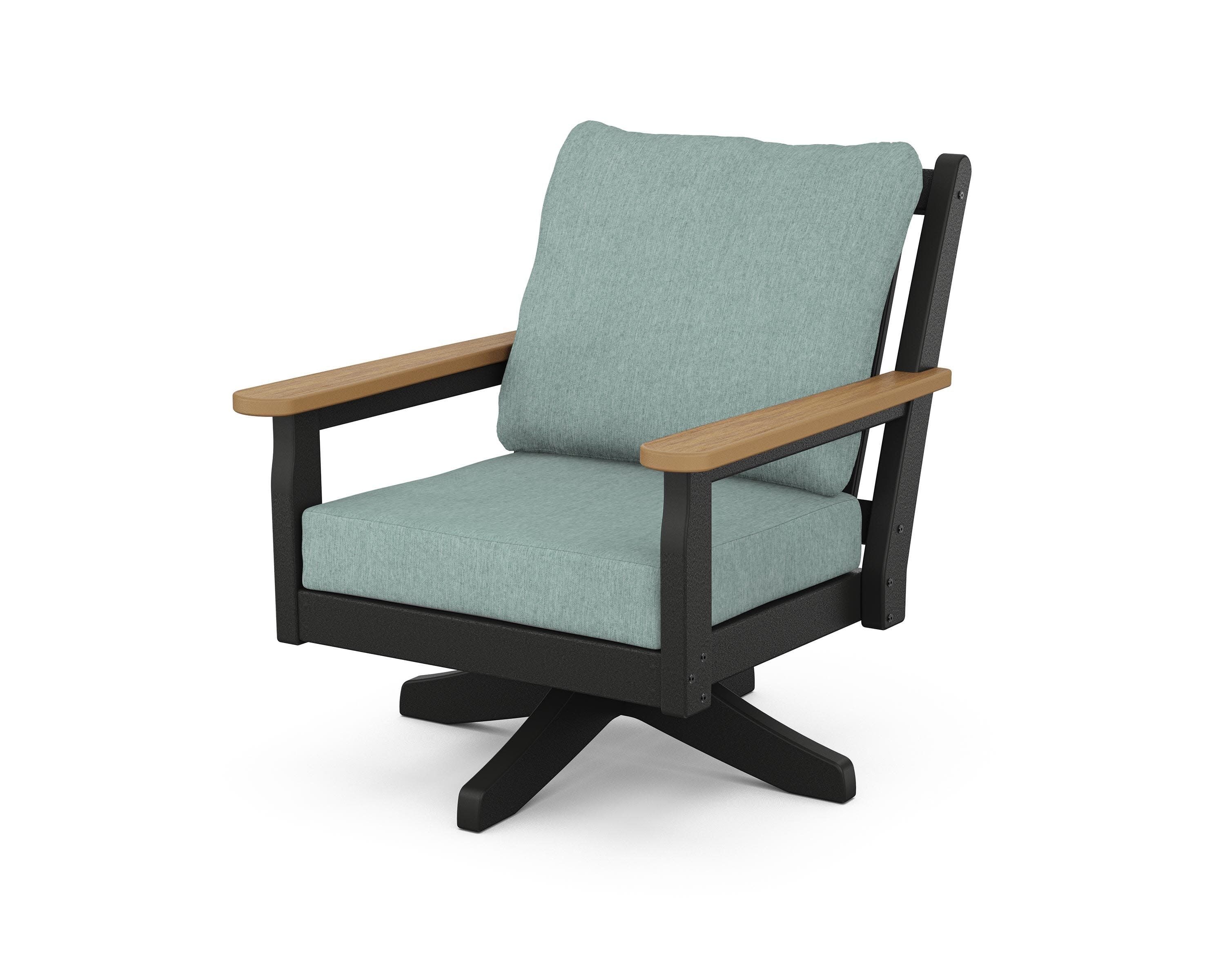 Chippendale Deep Seating Swivel Chair in Black / Natural / Glacier Spa