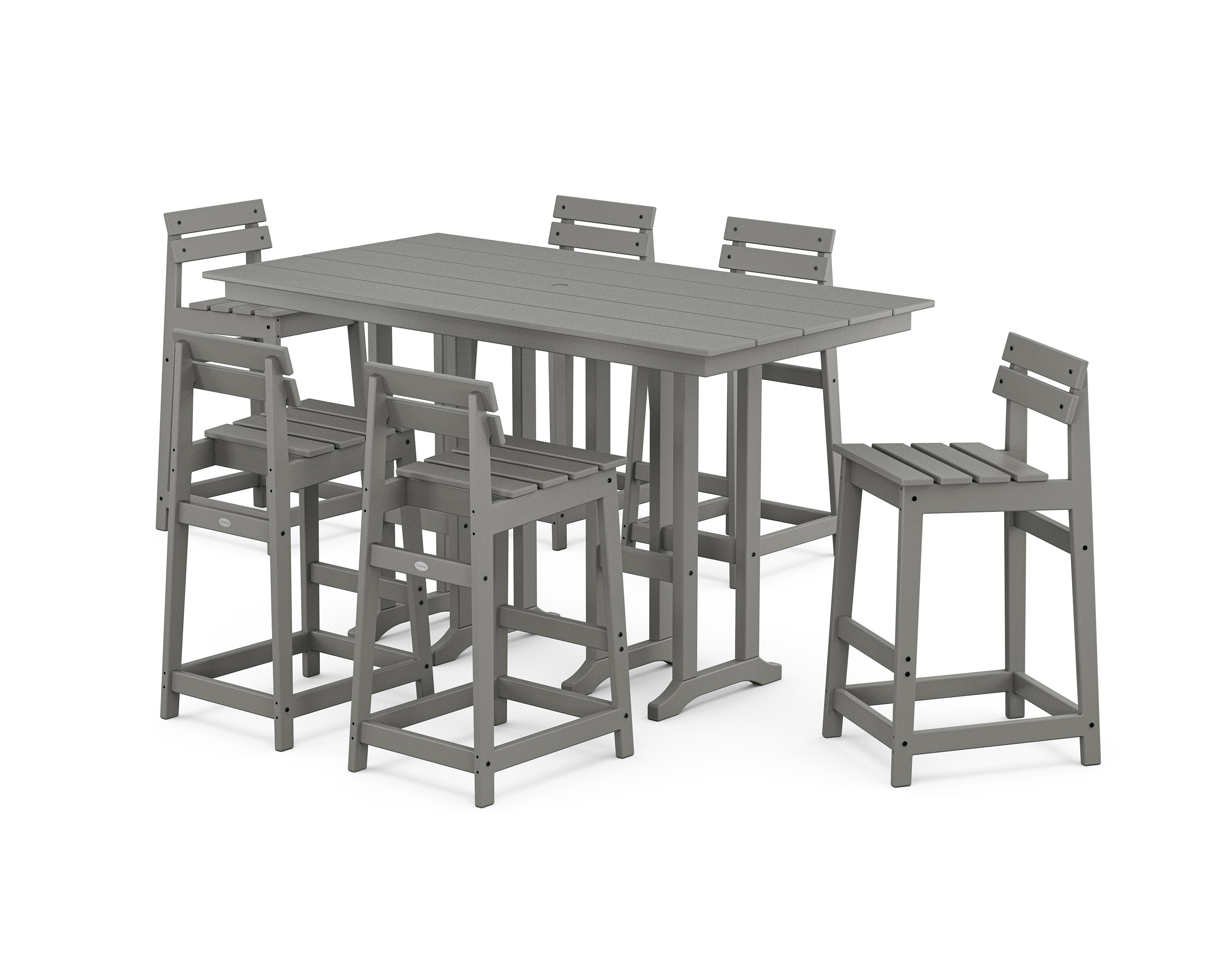 Modern Studio Plaza Lowback Bar Chair 7-Piece Set in Slate Grey