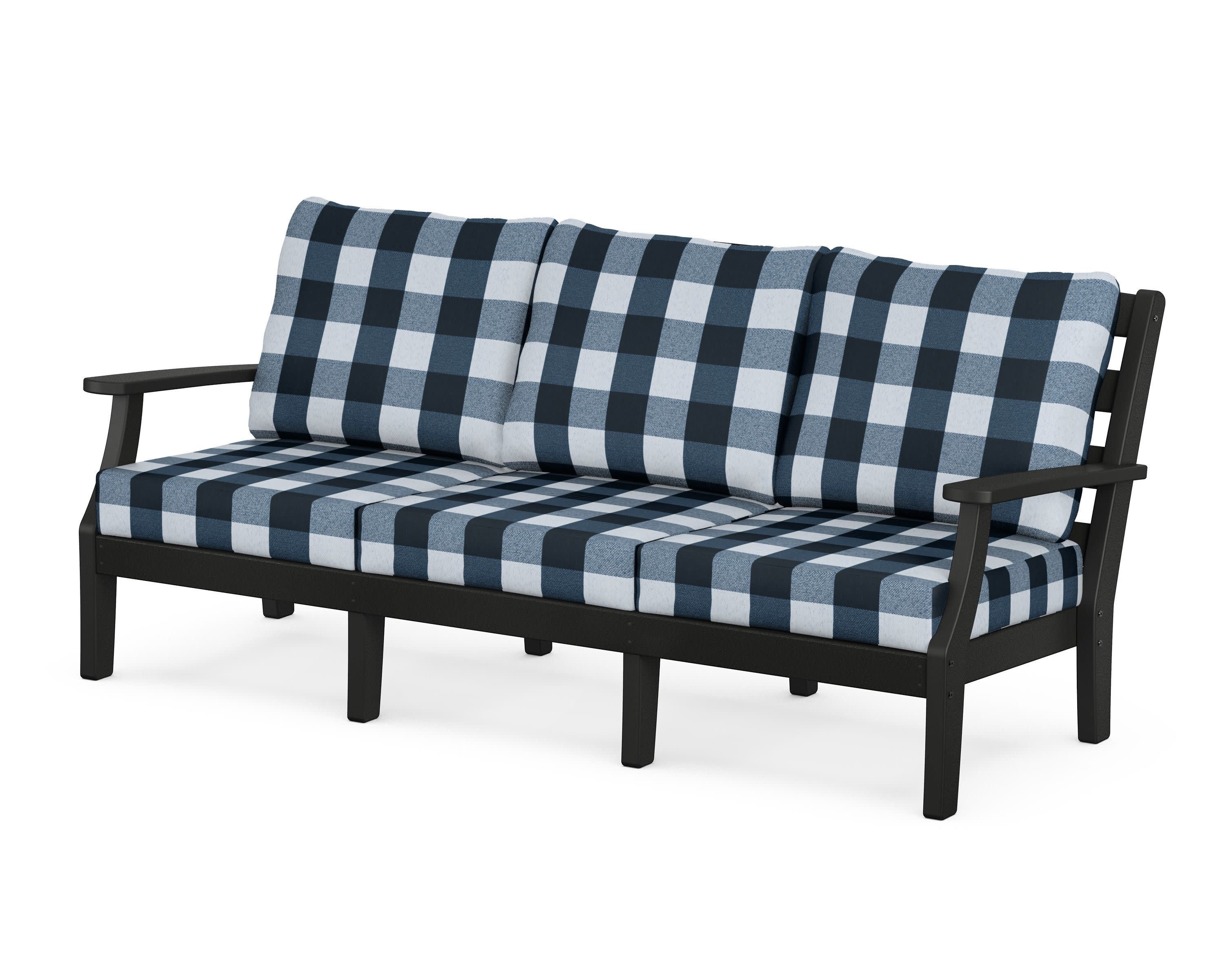 Chesapeake Deep Seating Sofa in Black / Buffalo Plaid Marine Indigo