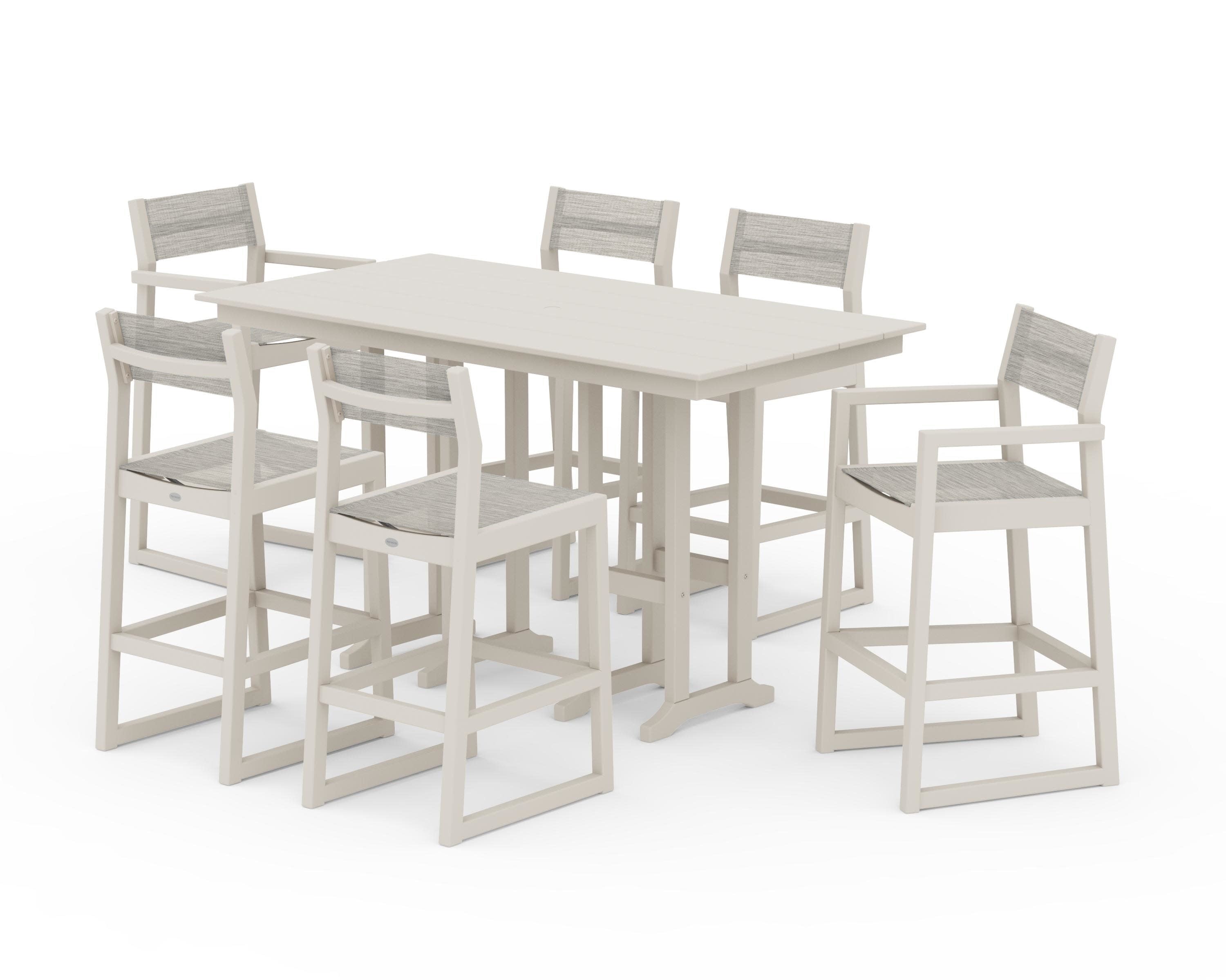 EDGE Sling 7-Piece Farmhouse Bar Set in Sand / Birch Sling