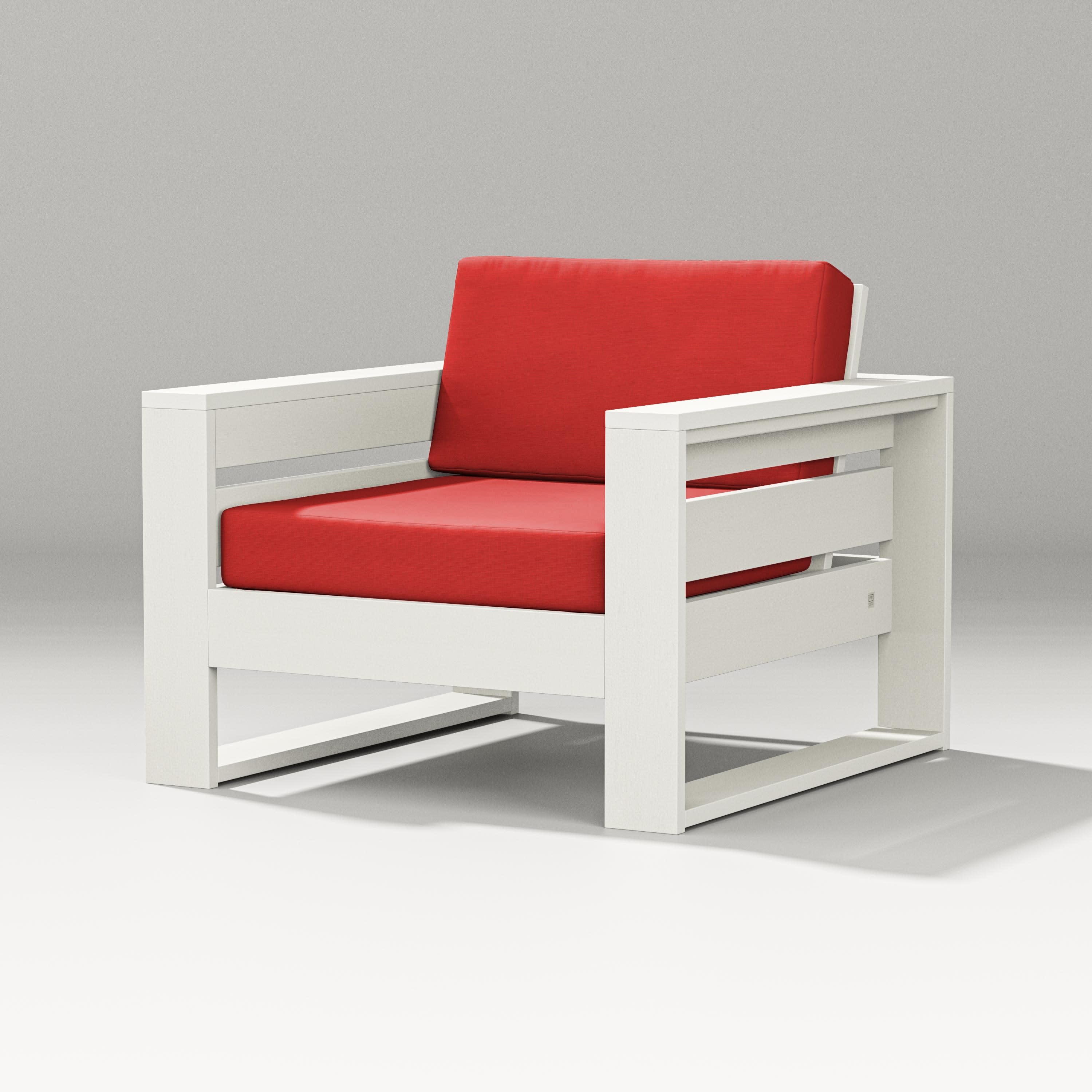 Latitude Lounge Chair in Vintage White / Crimson Linen
