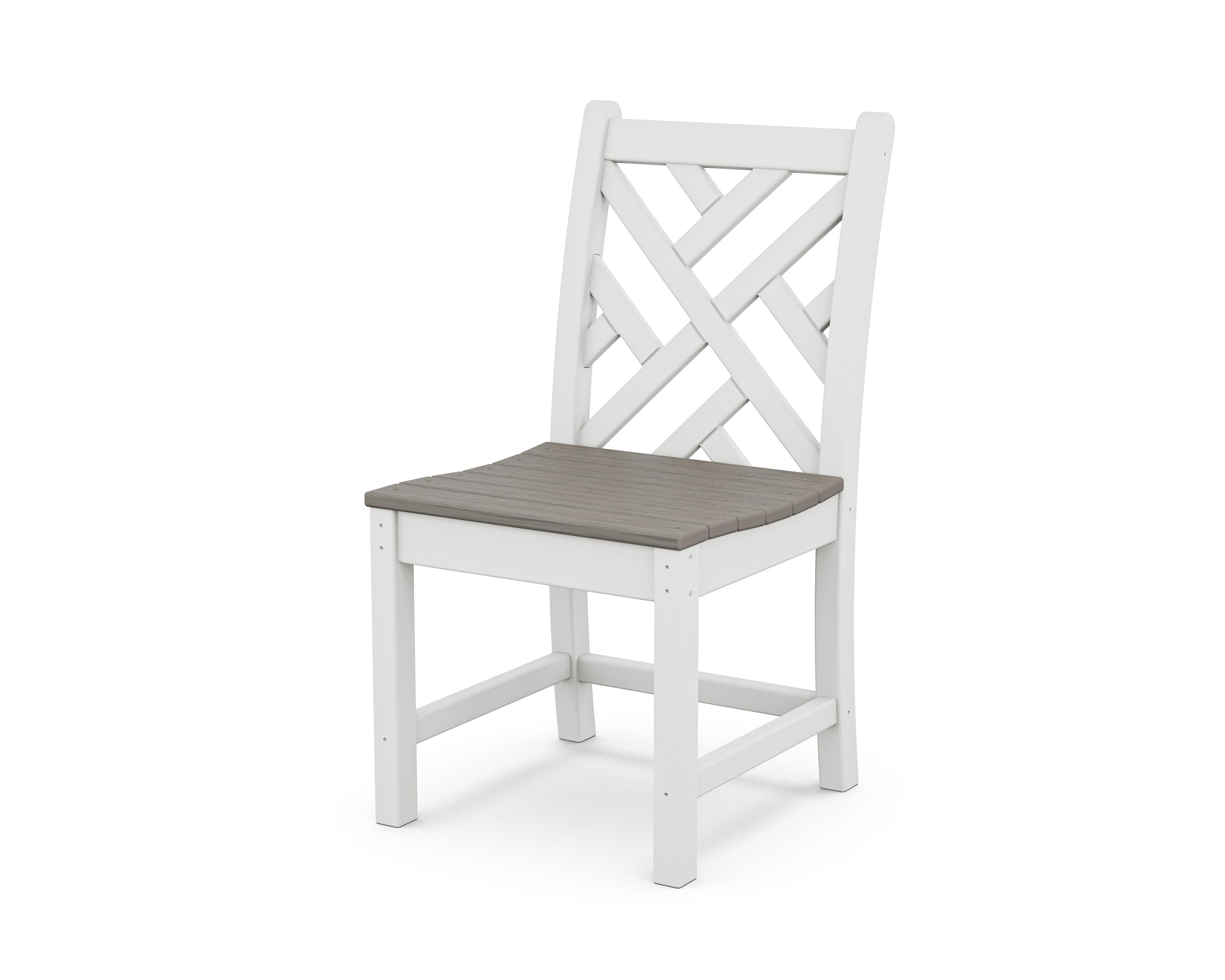 Chippendale Dining Side Chair in White / Driftwood