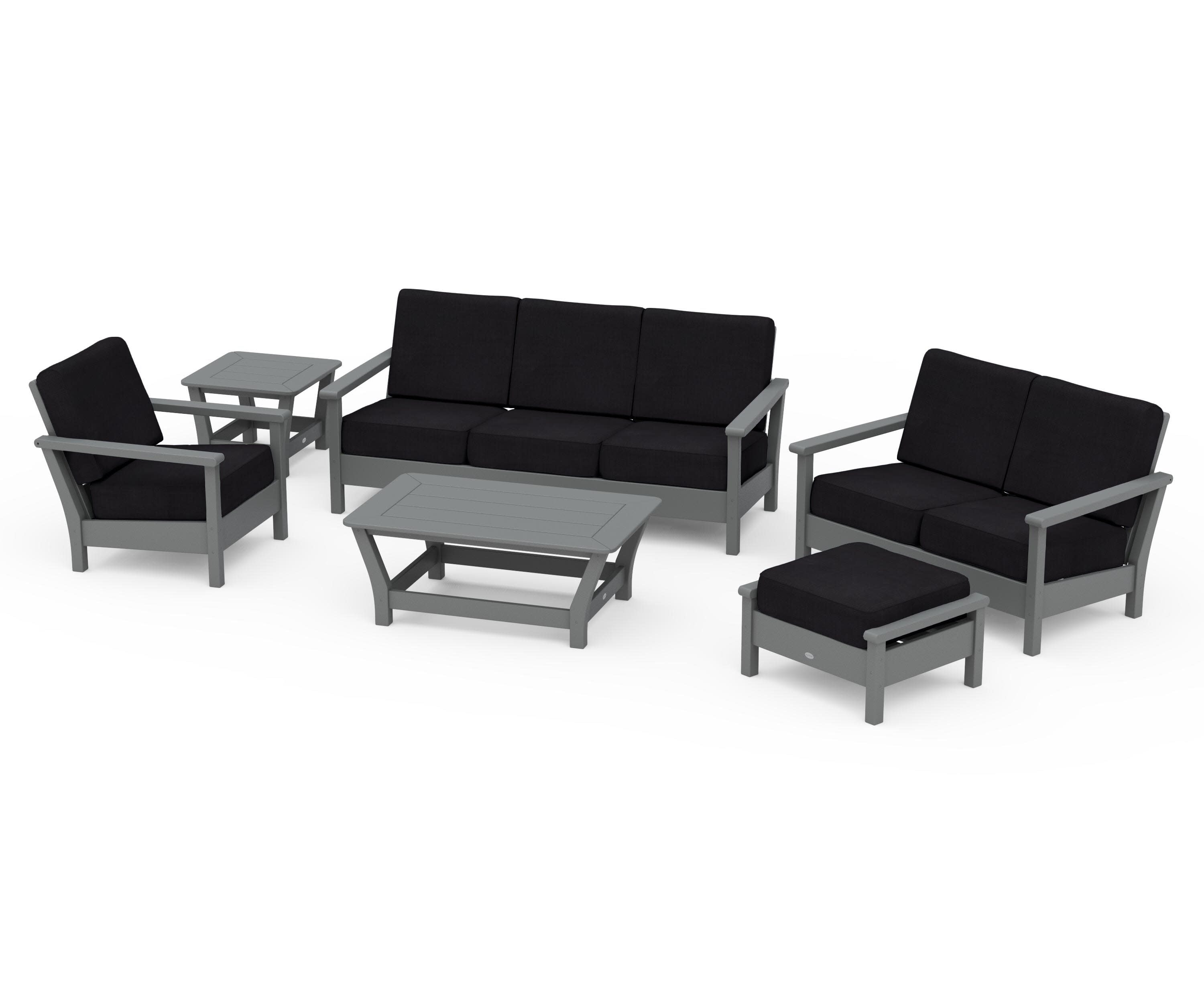 Harbour 6-Piece Outdoor Living Set in Slate Grey / Midnight Linen