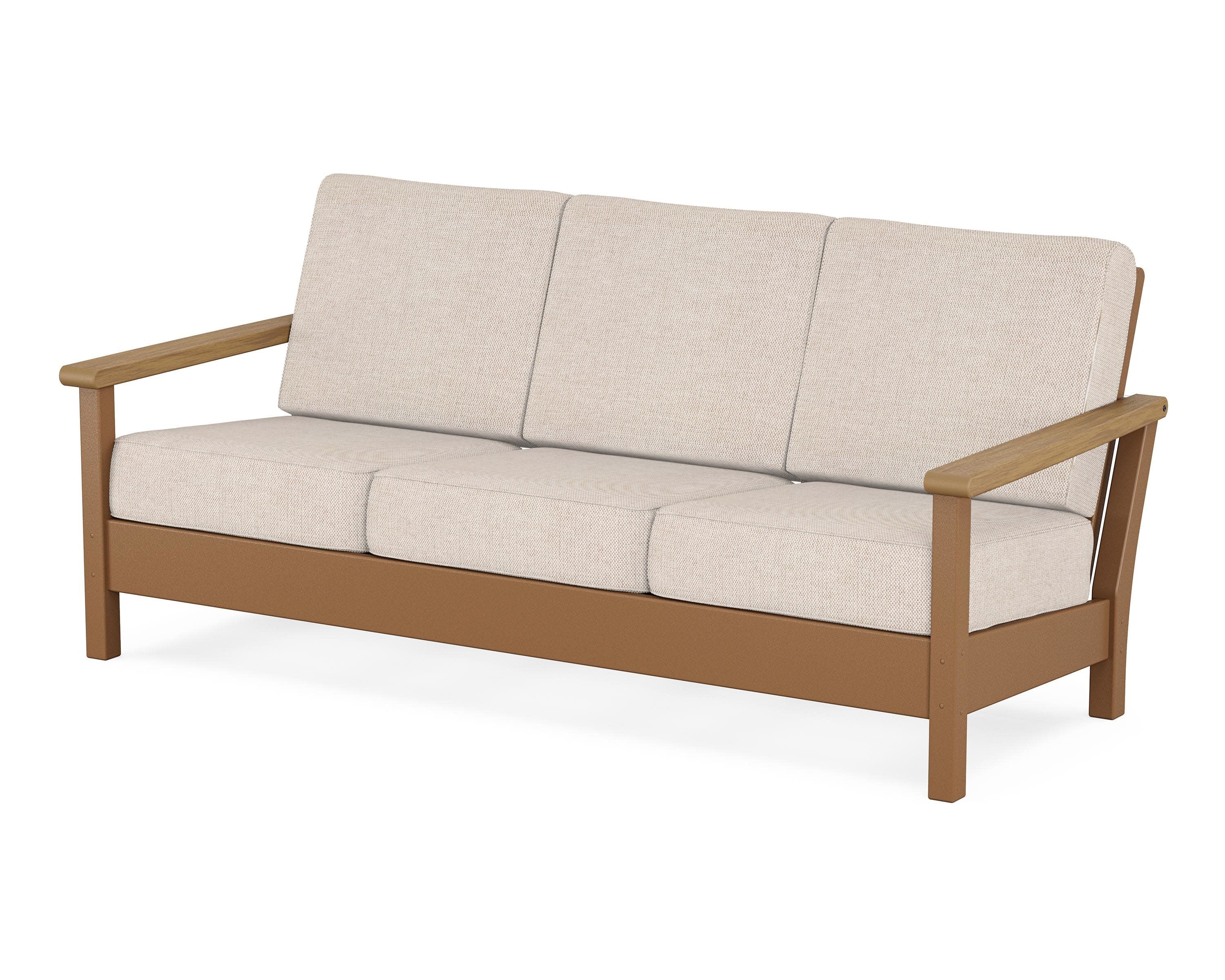 Harbour Deep Seating Sofa in Teak / Natural / Blend Linen