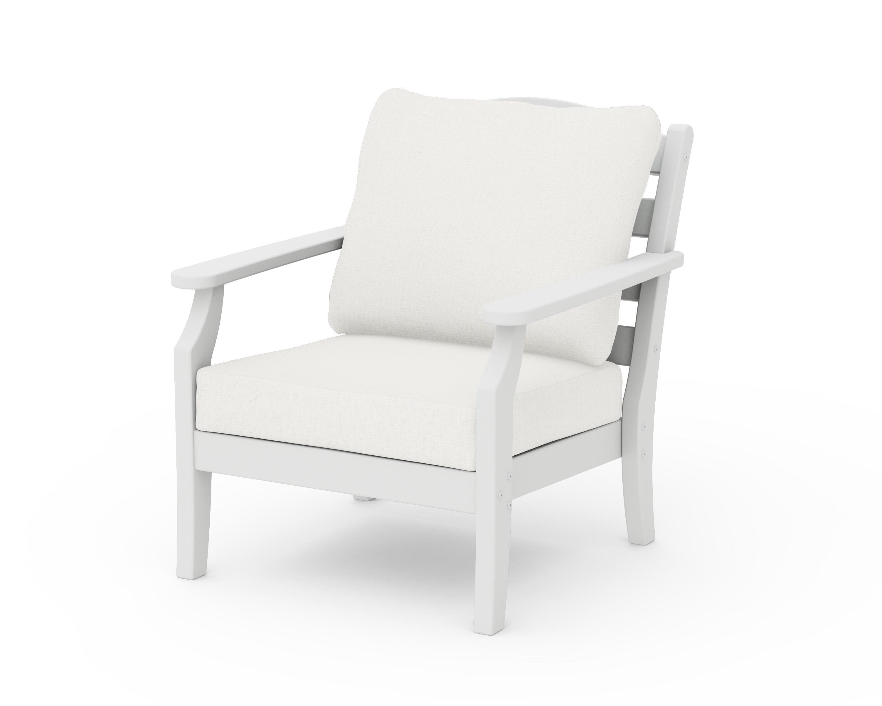 Savannah Deep Seating Chair in White / Natural Linen