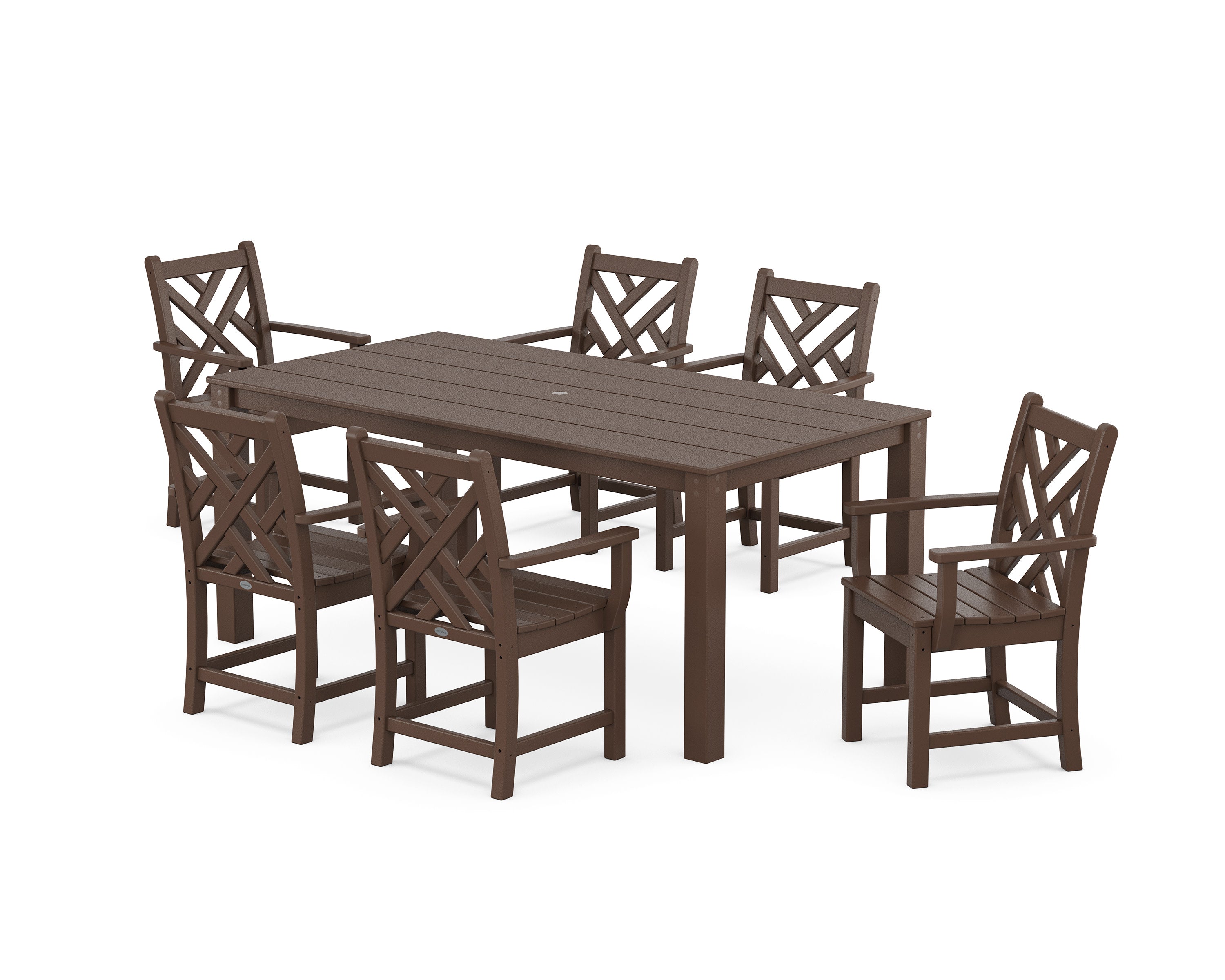 Chippendale Arm Chair 7-Piece Parsons Dining Set in Mahogany