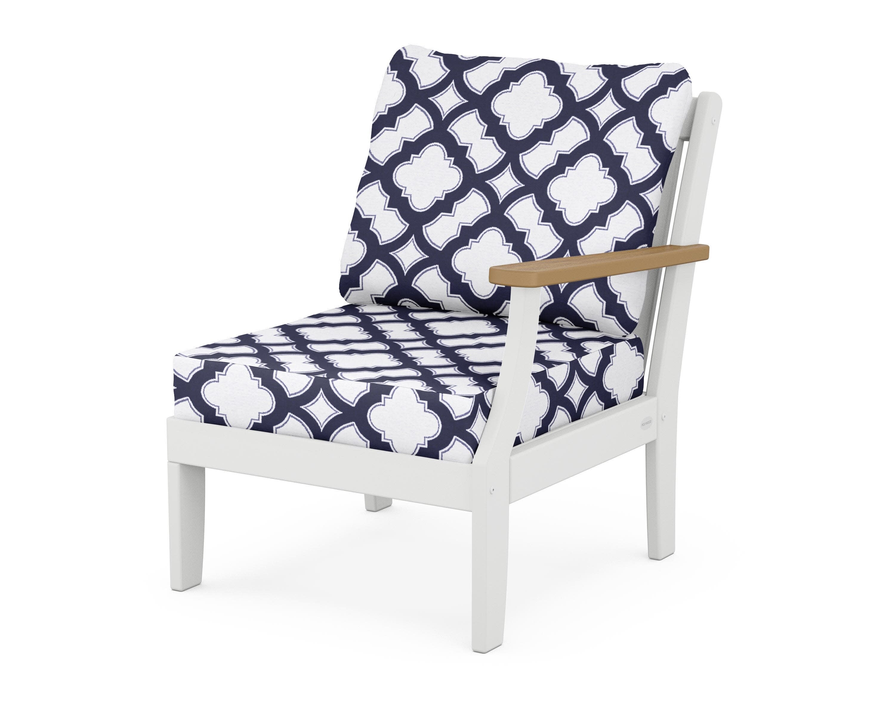 Braxton Modular Right Arm Chair in White / Natural / Trellis Navy