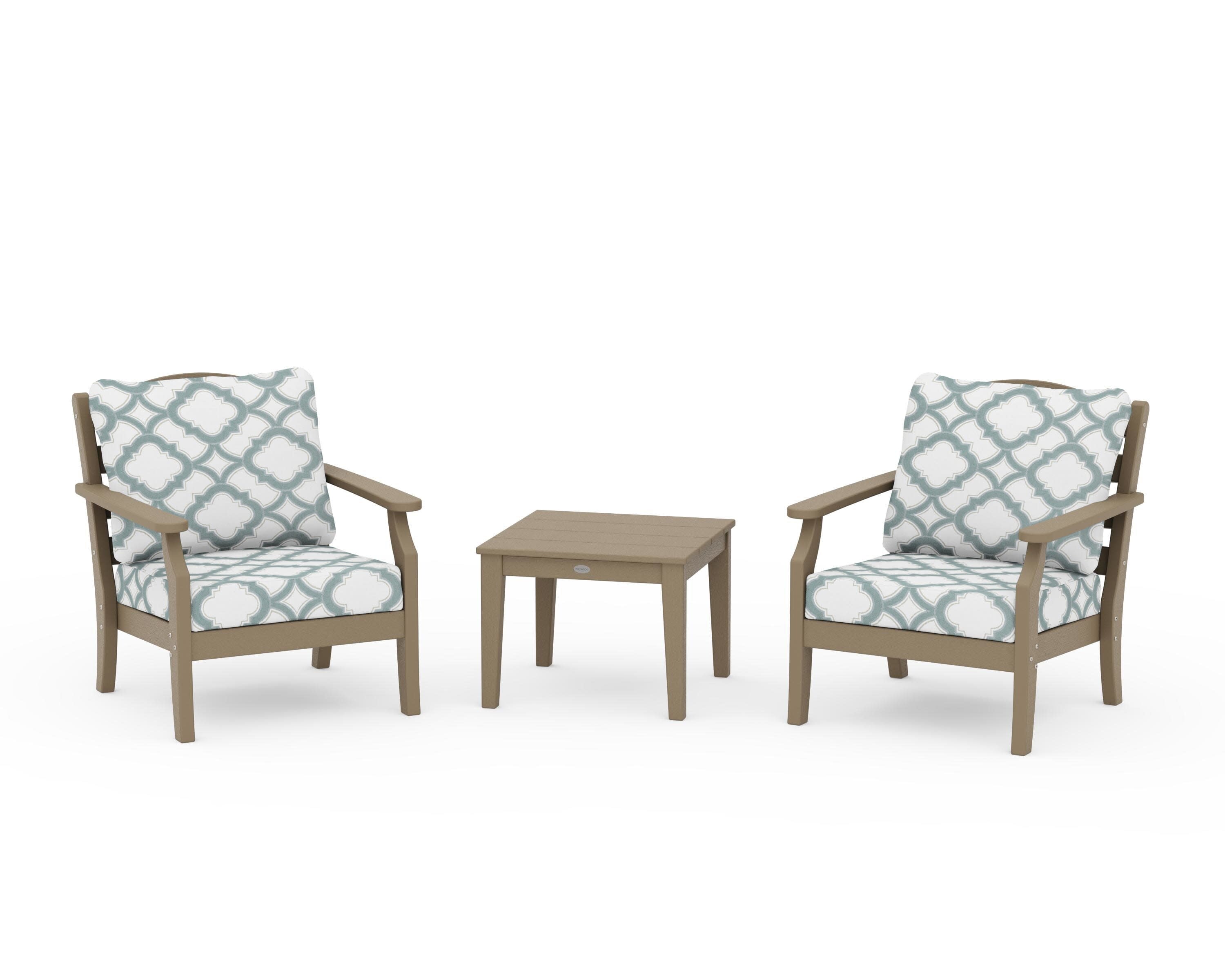 Savannah 3-Piece Deep Seating Set in Vintage Sahara / Trellis Glacier Spa
