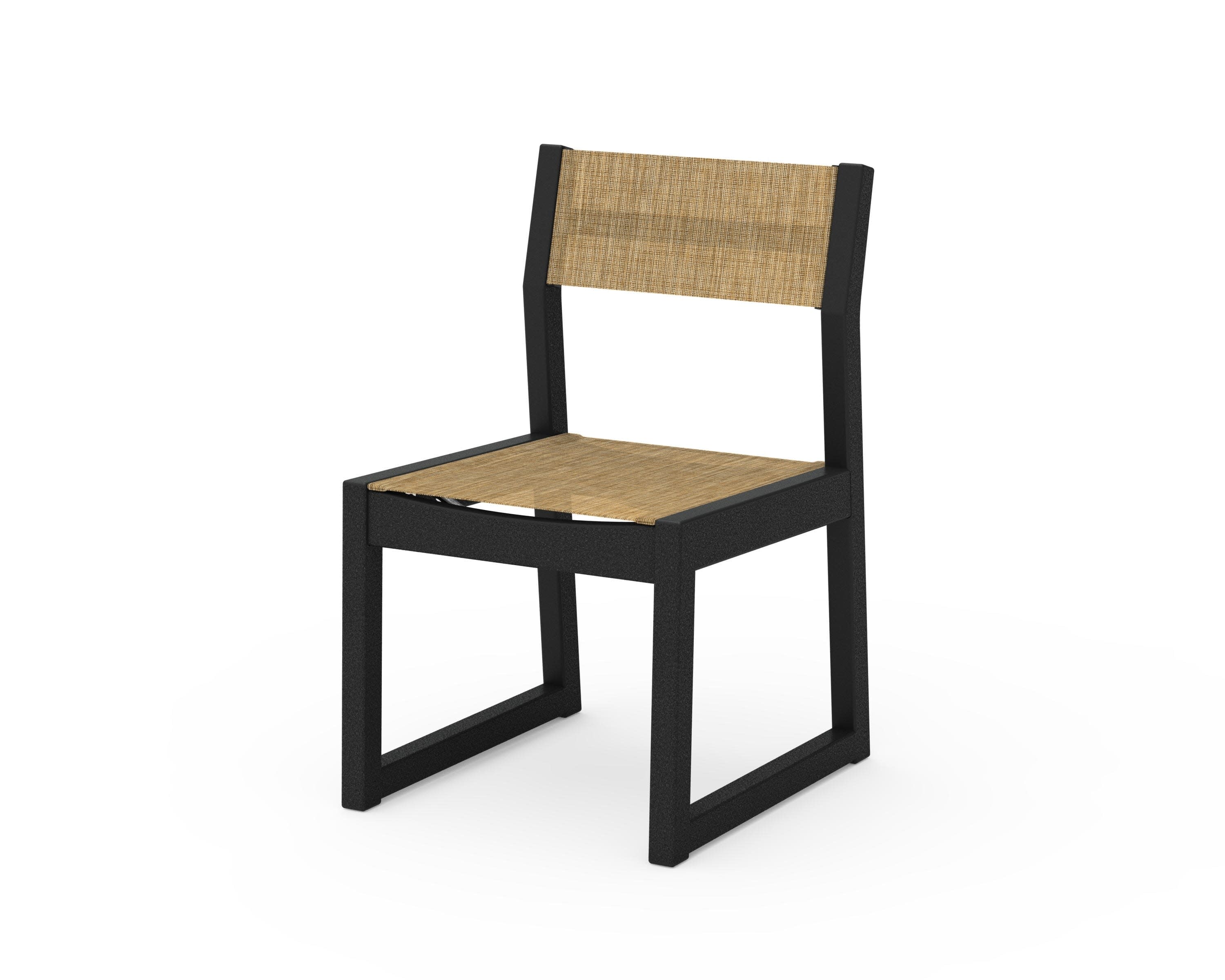 EDGE Sling Dining Side Chair in Black / Burlap Sling