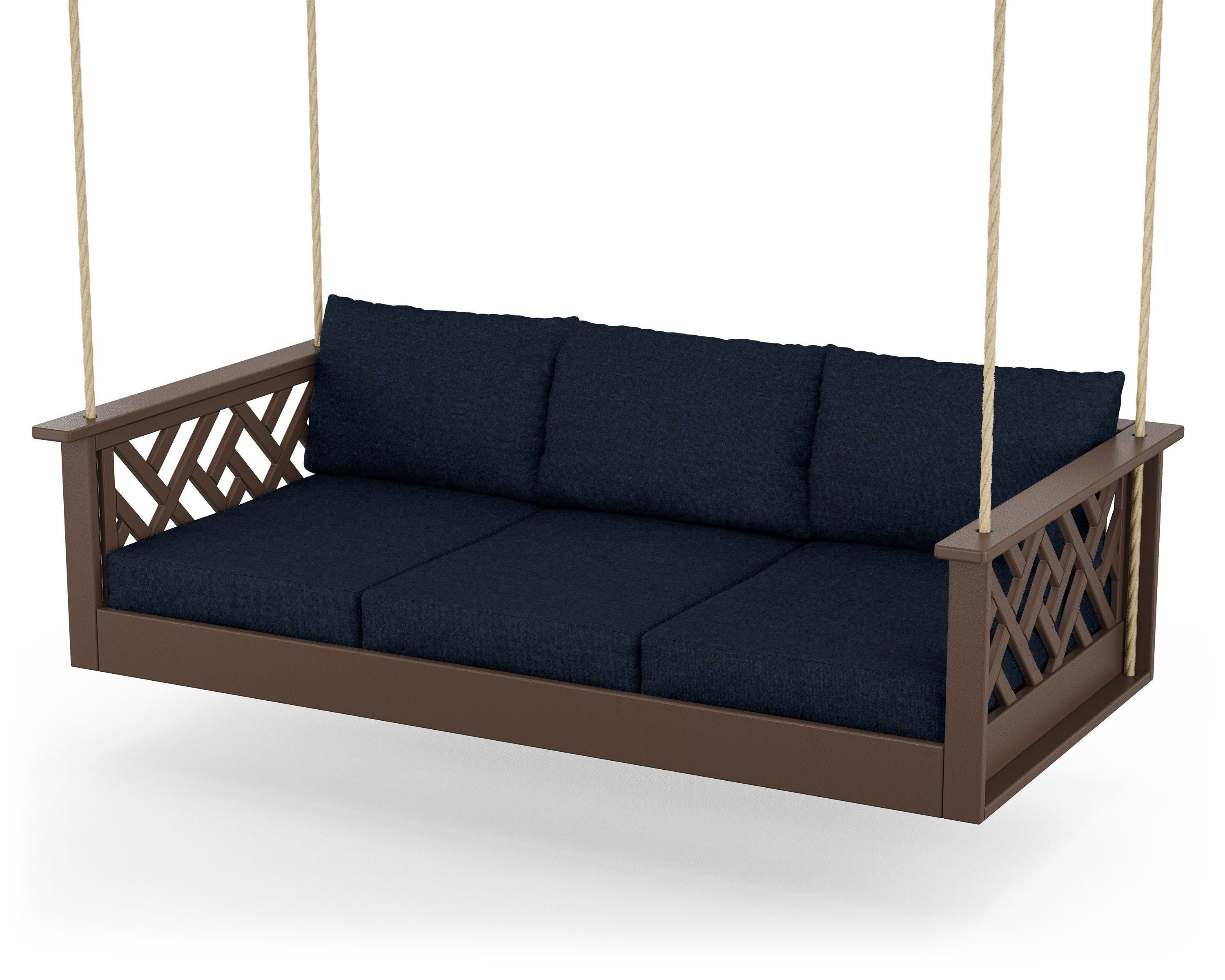 Chippendale Daybed Swing in Mahogany / Marine Indigo