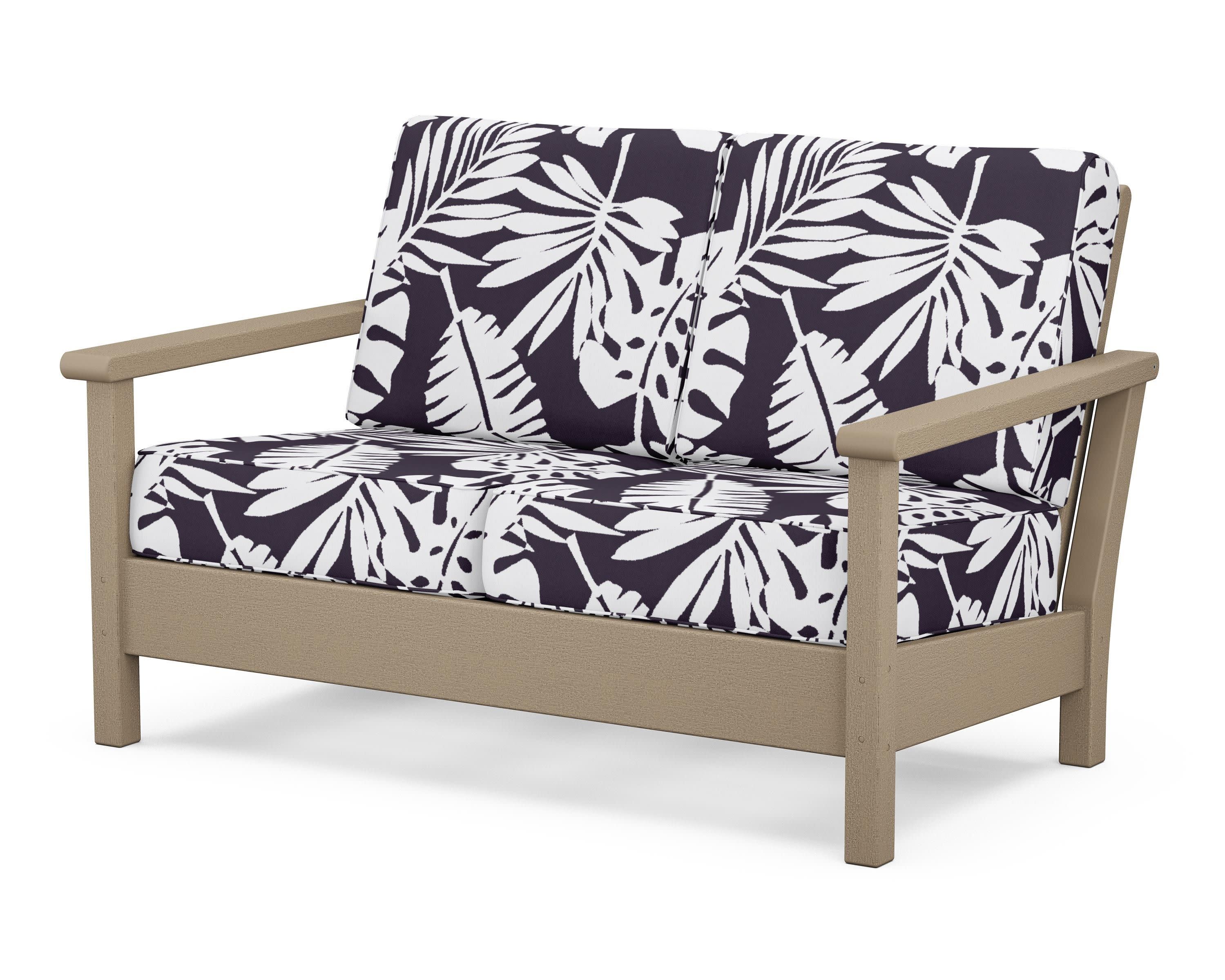 Harbour Deep Seating Loveseat in Vintage Sahara / Leaf Navy