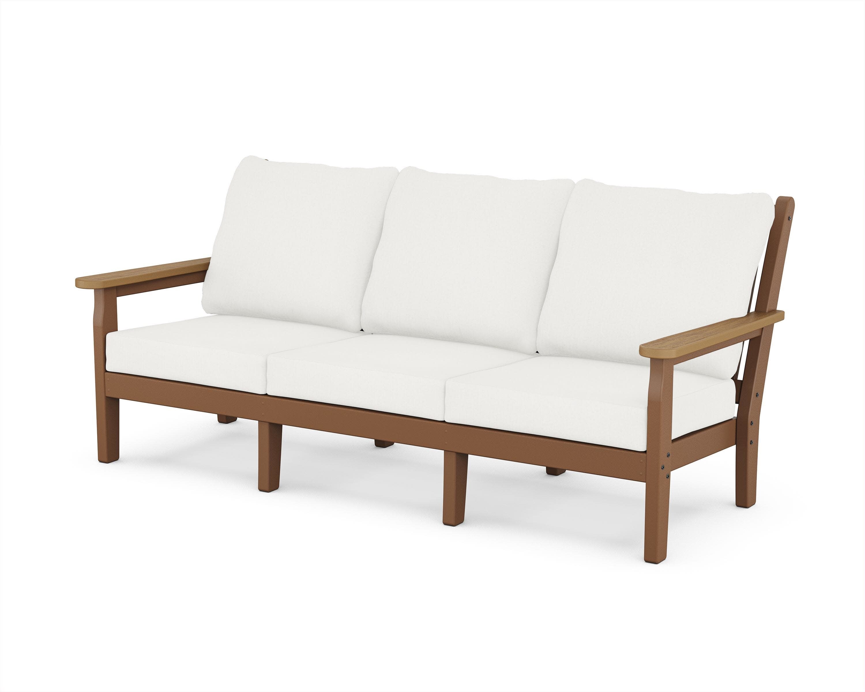 Chippendale Deep Seating Sofa in Teak / Natural / Natural Linen