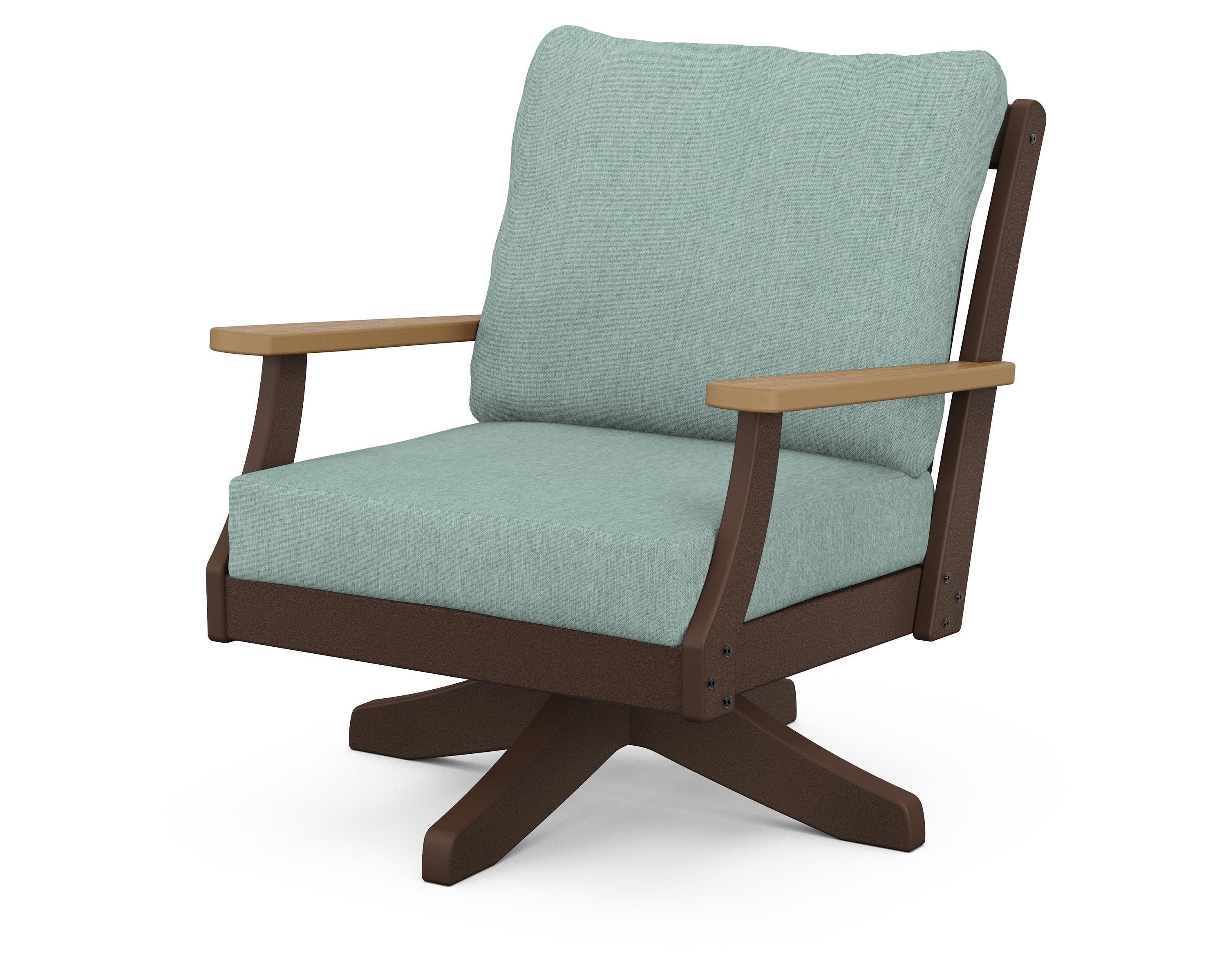 Braxton Deep Seating Swivel Chair in Mahogany / Natural / Glacier Spa