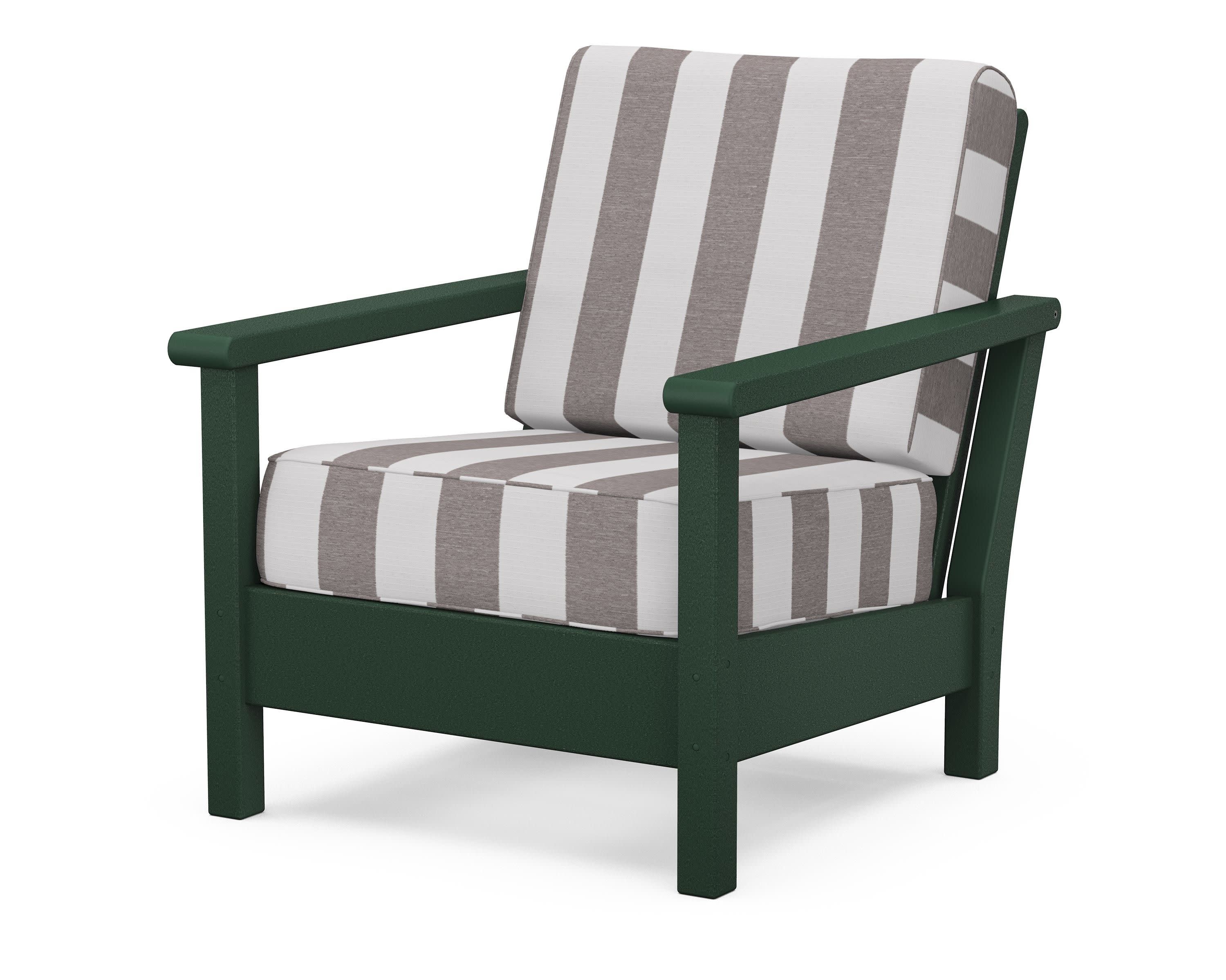 Harbour Deep Seating Chair in Green / Cabana Stripe Grey Mist