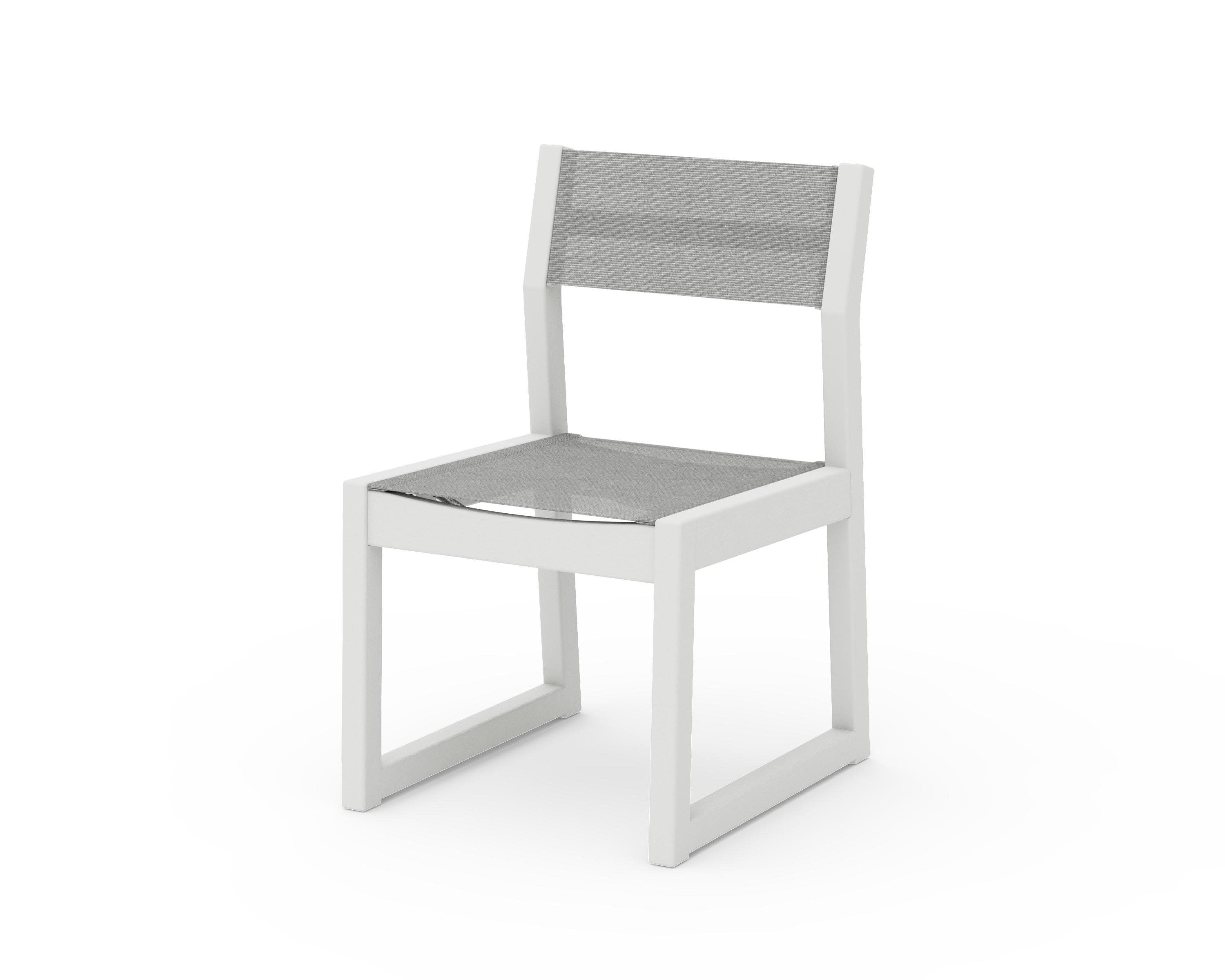 EDGE Sling Dining Side Chair in Vintage White / Metallic Sling