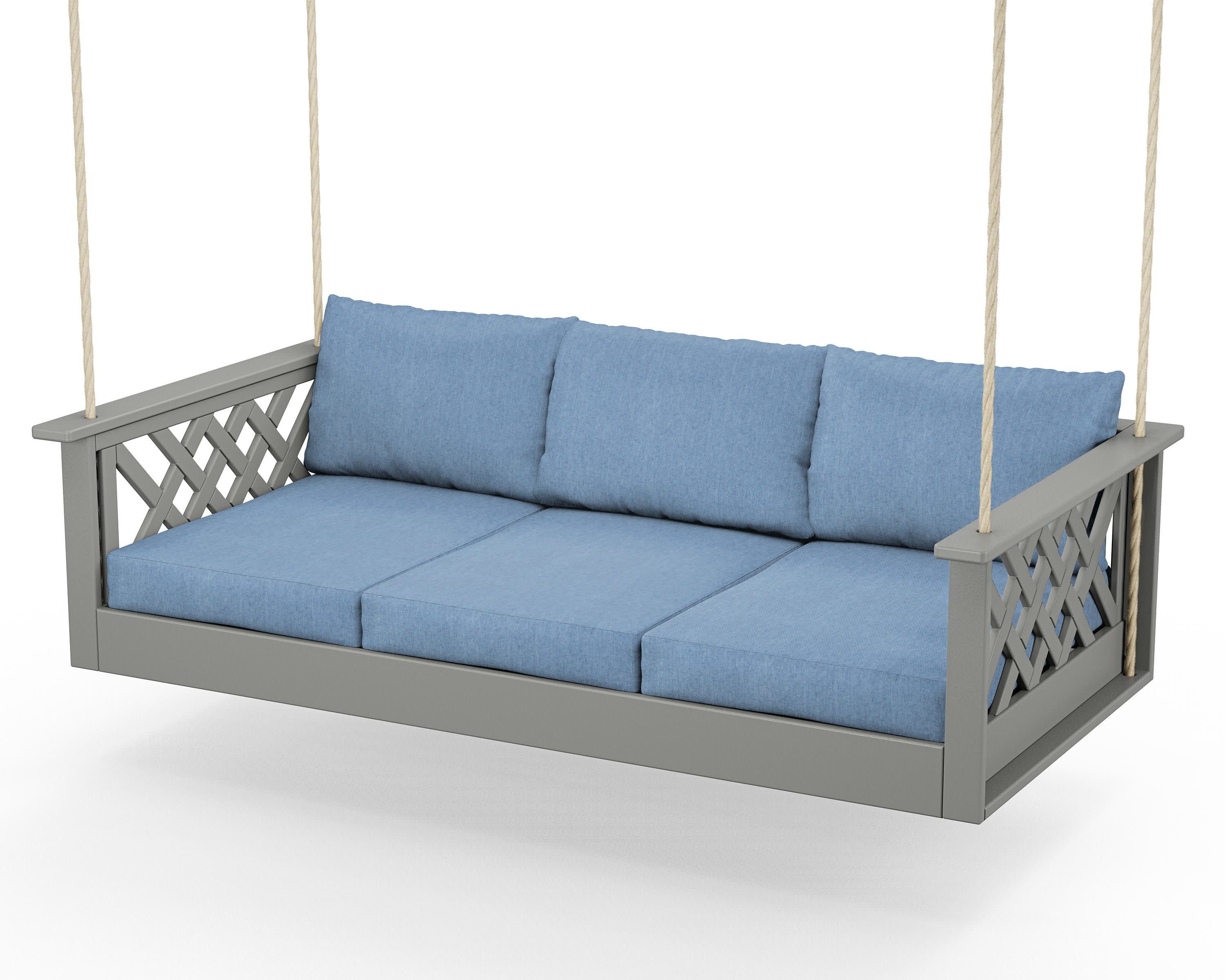 Wovendale Daybed Swing in Slate Grey / Sky Blue