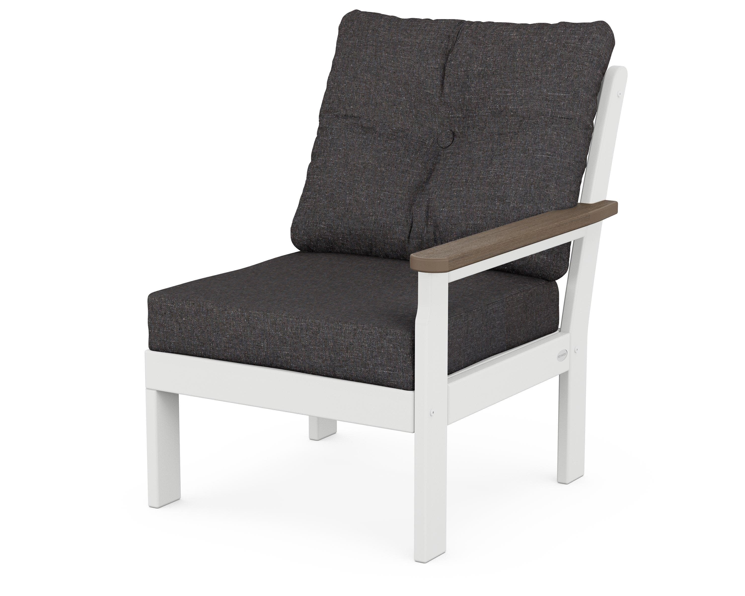 Vineyard Modular Right Arm Chair in White / Kona / Ash Charcoal