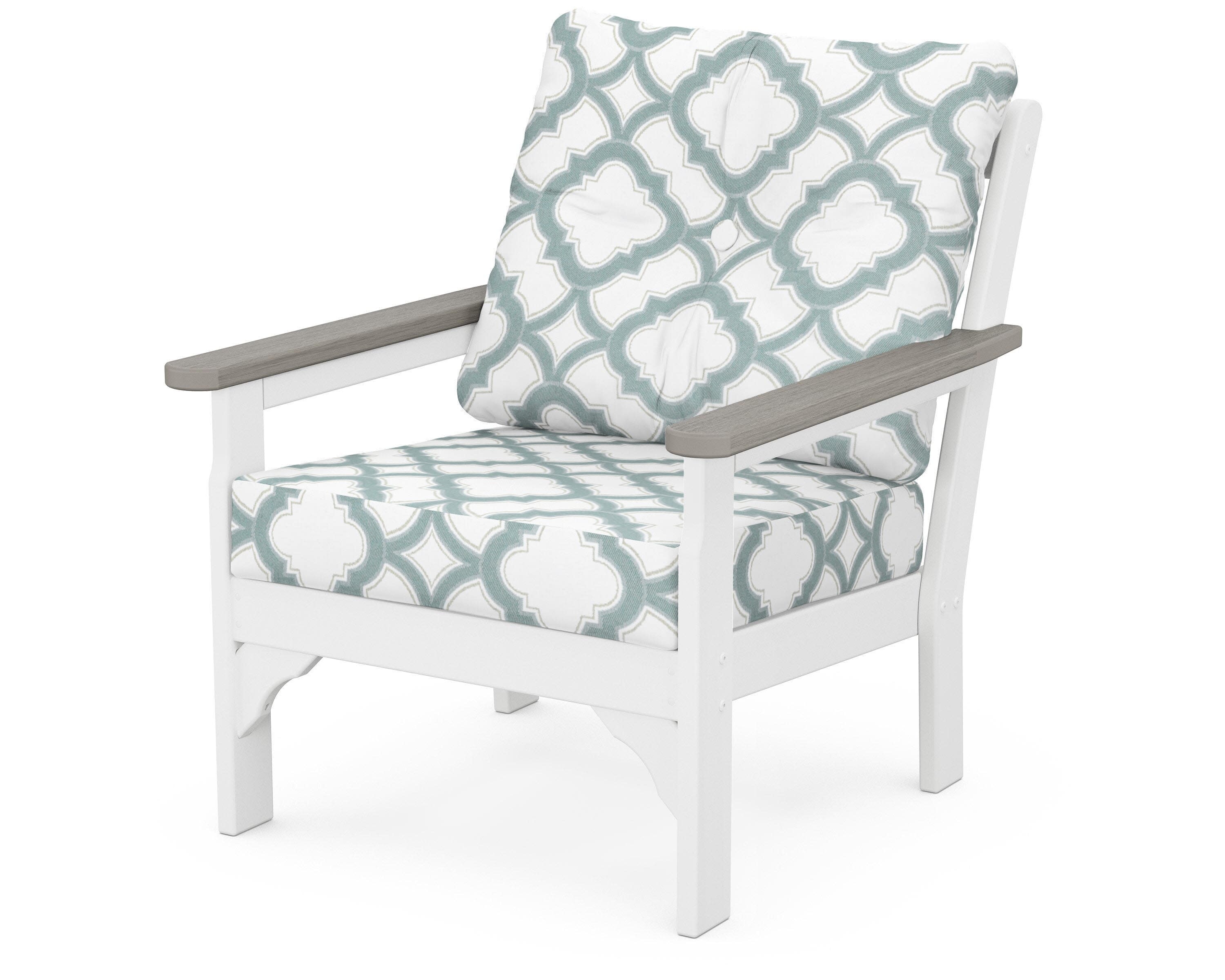 Vineyard Deep Seating Chair in White / Driftwood / Trellis Glacier Spa