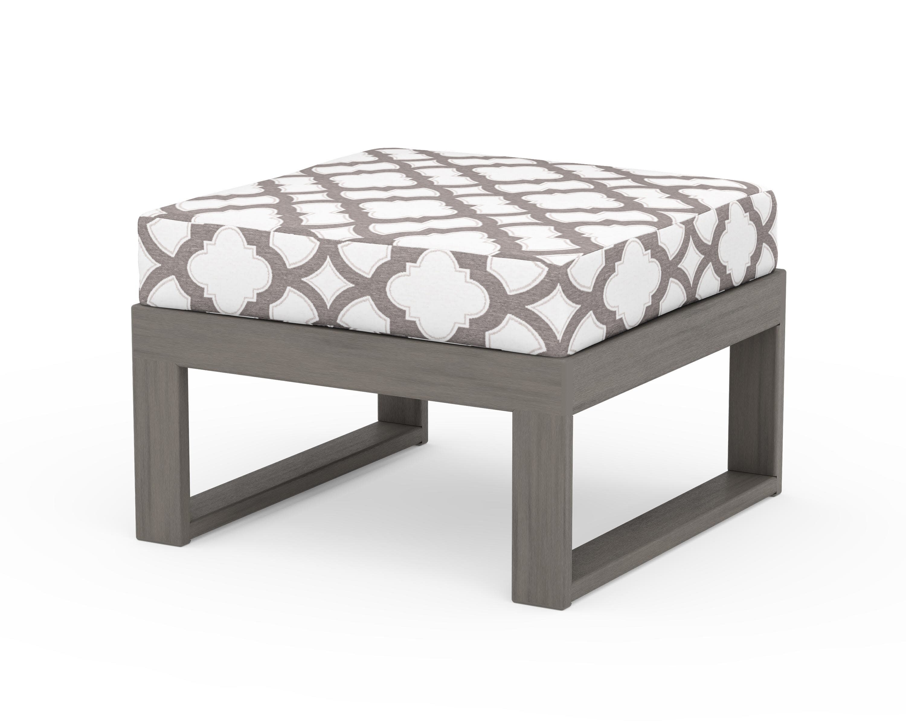 Modular Ottoman - Modern in Driftwood / Trellis Grey Mist