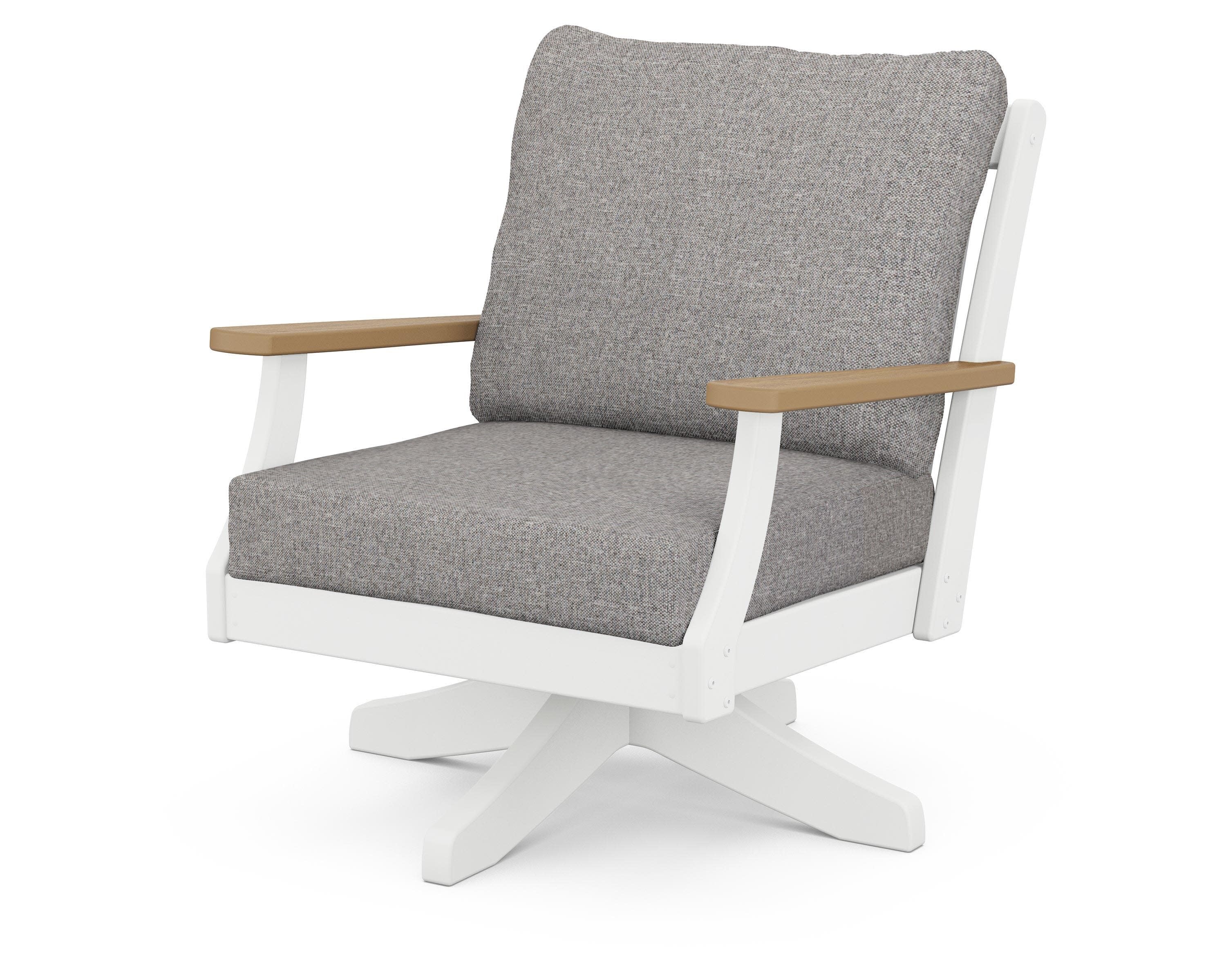Braxton Deep Seating Swivel Chair in White / Natural / Grey Mist