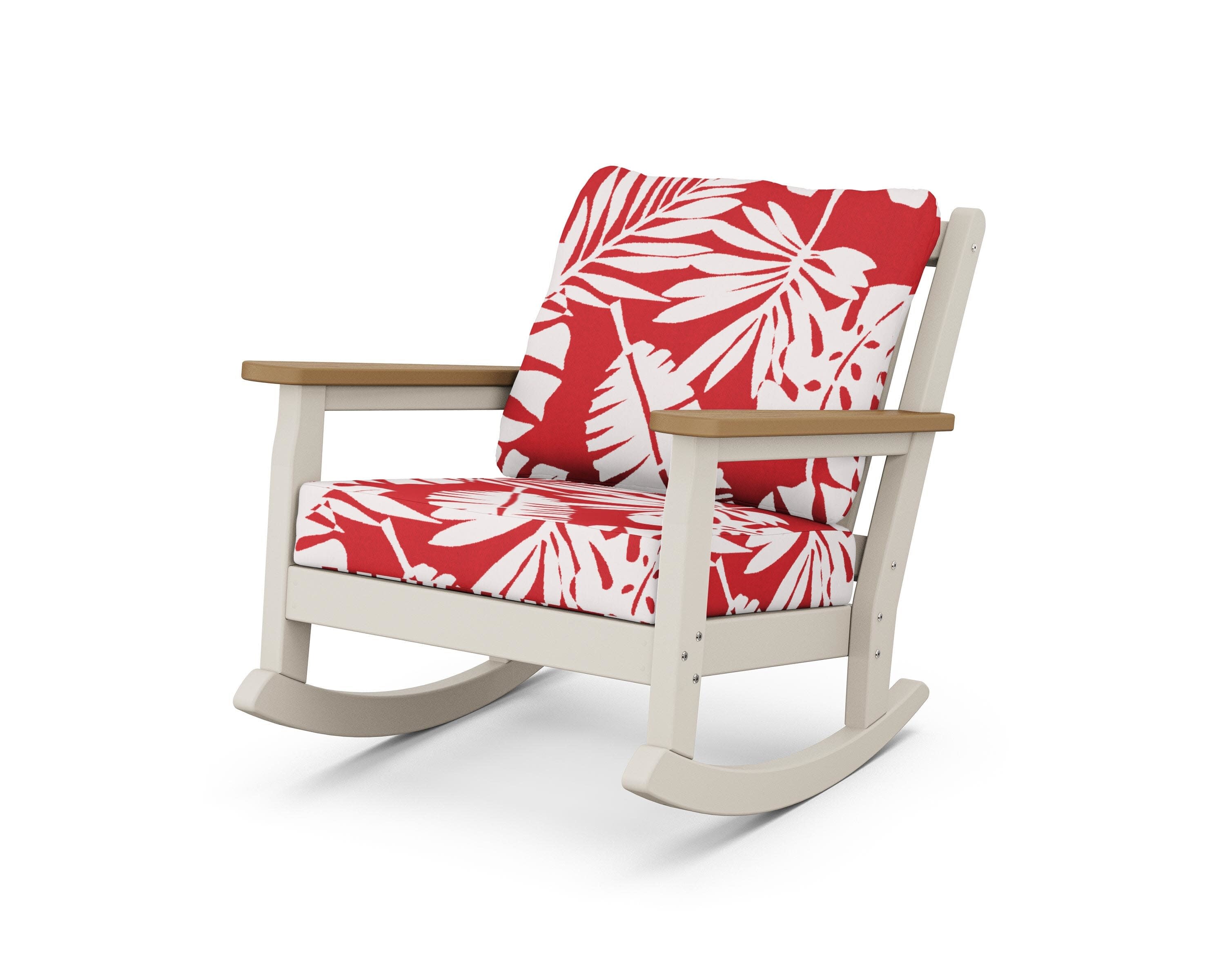 Chippendale Deep Seating Rocking Chair in Sand / Natural / Leaf Crimson