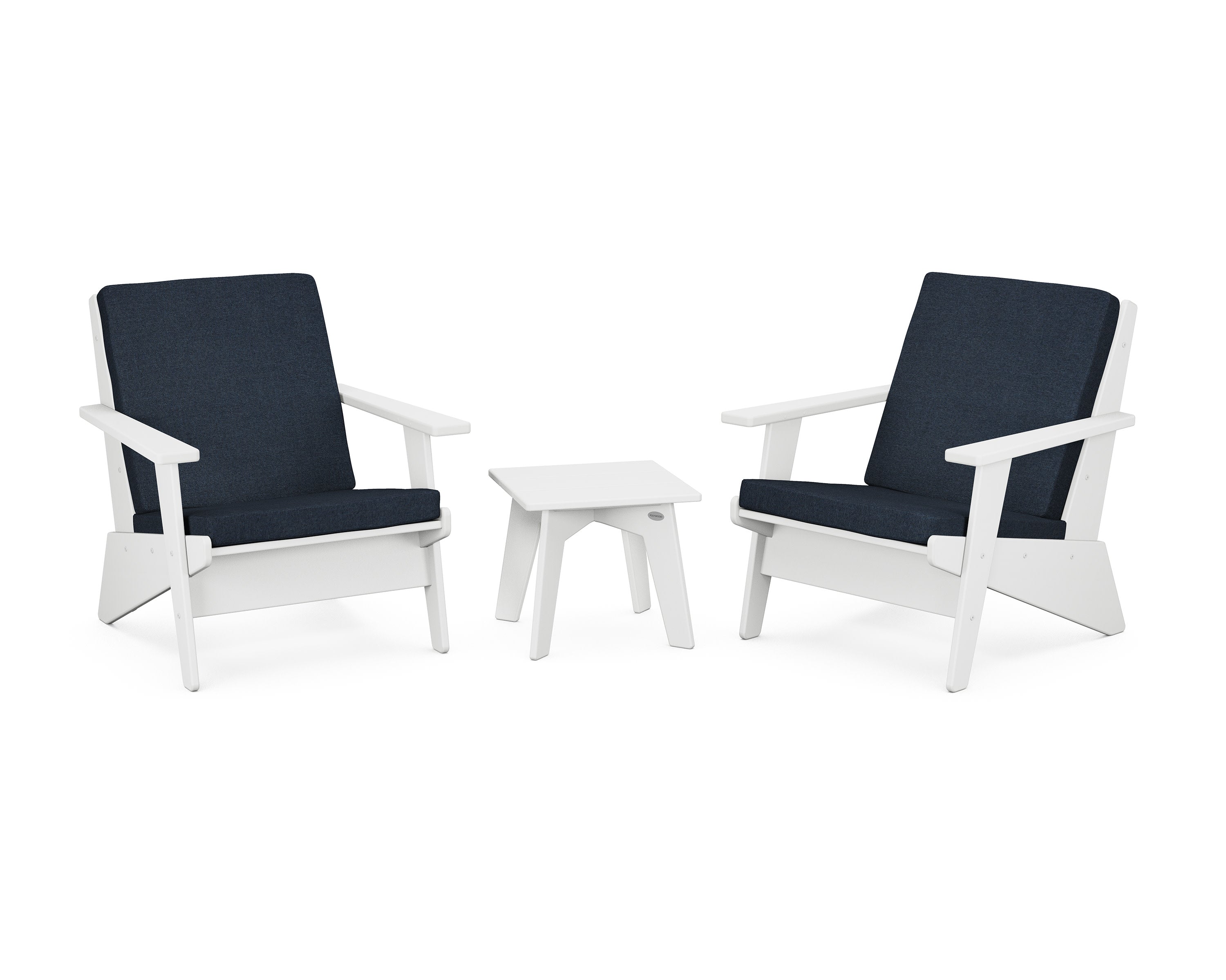 Riviera Modern Lounge 3-Piece Set in White / Marine Indigo