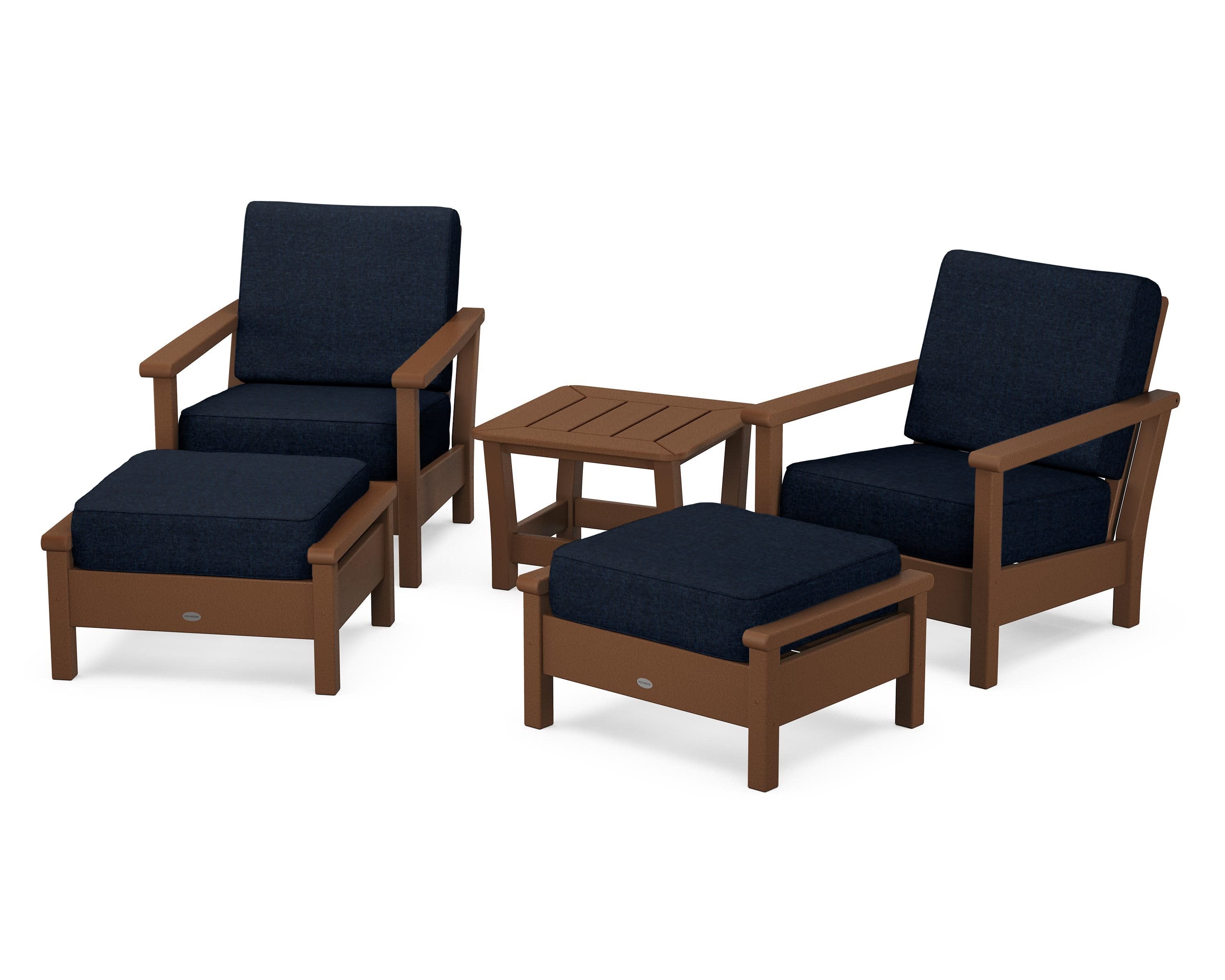 Harbour 5-Piece Deep Seating Chair Set in Teak / Marine Indigo