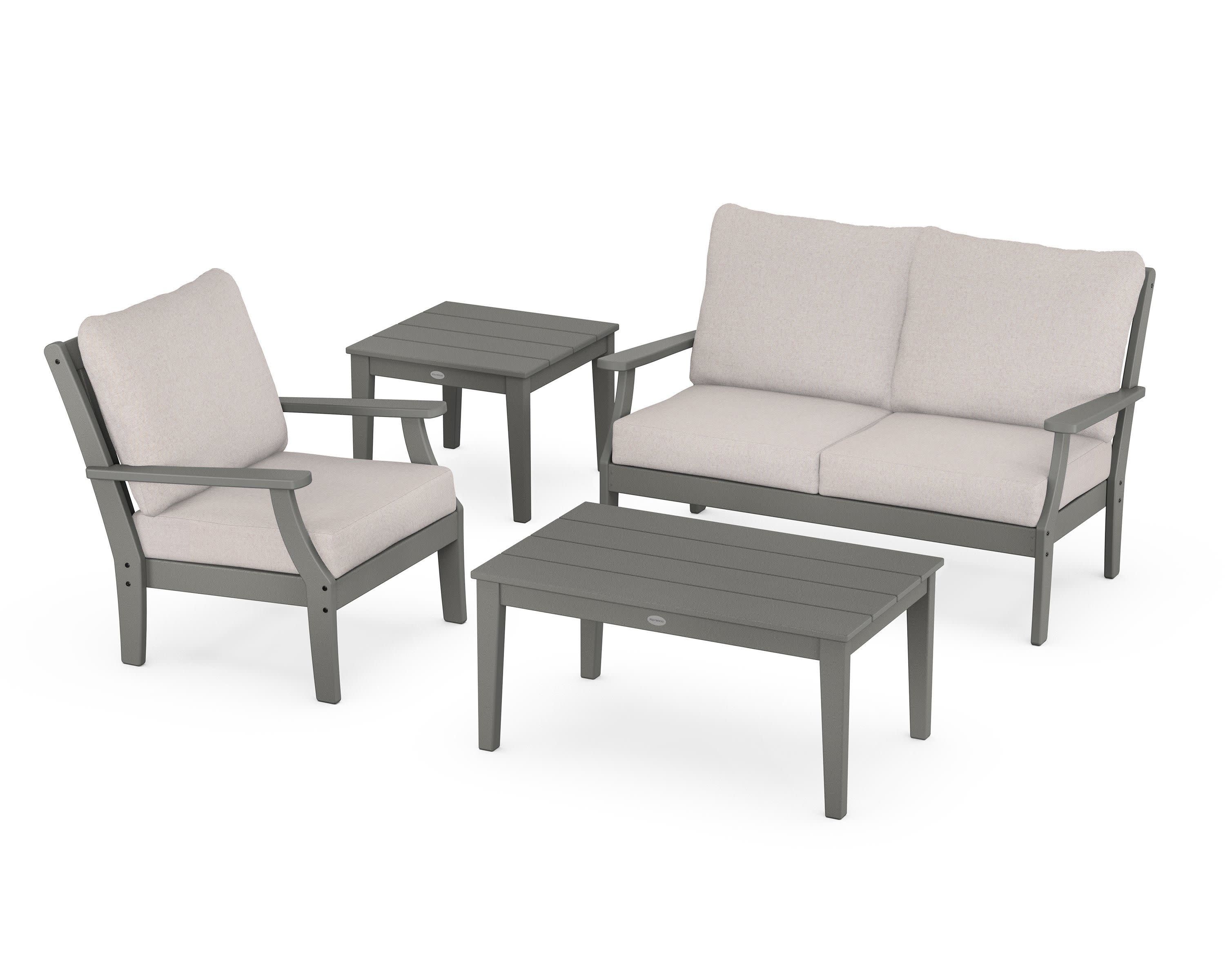 Braxton 4-Piece Deep Seating Set in Slate Grey / Dune Burlap