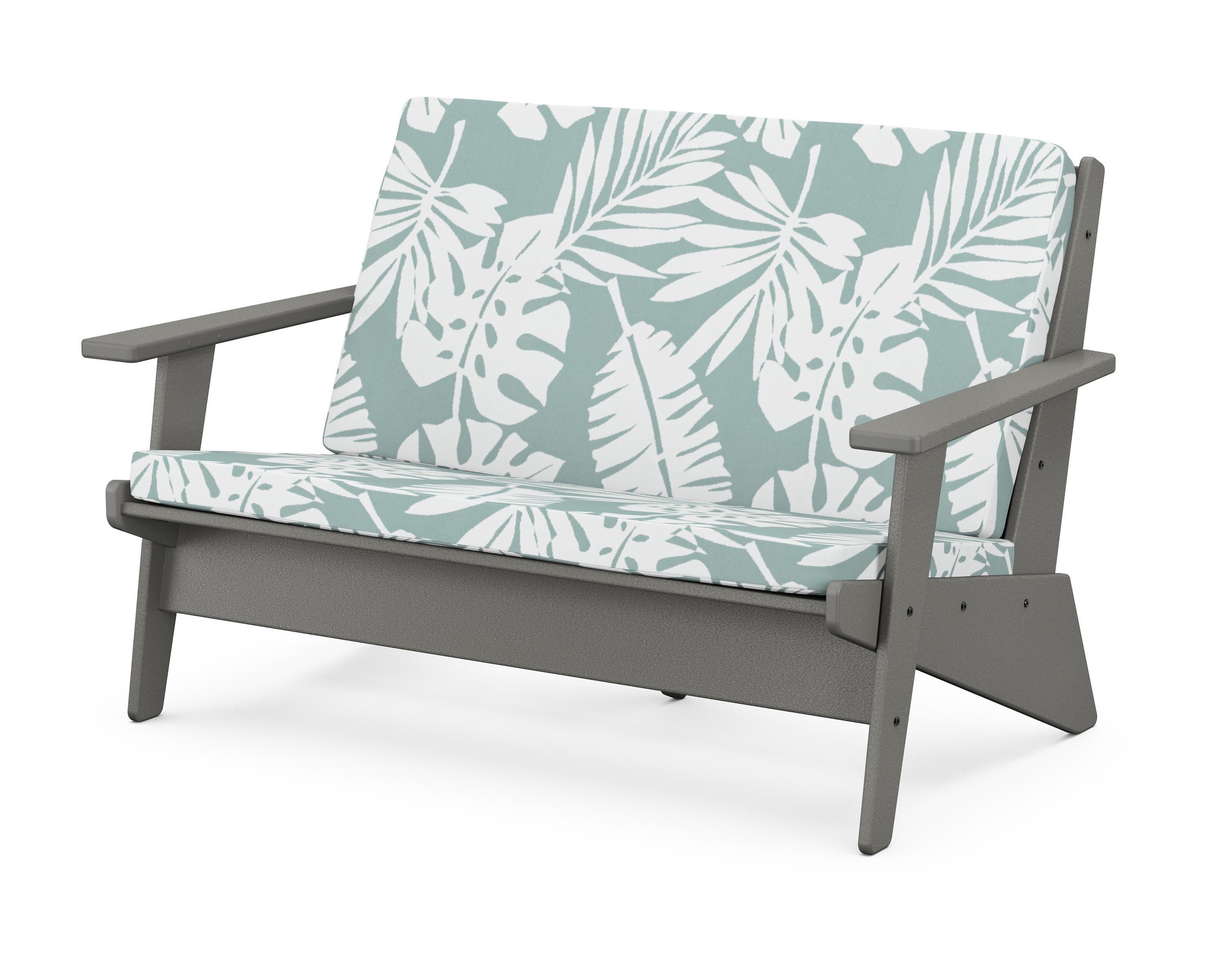 Riviera Modern Lounge Loveseat in Slate Grey / Leaf Glacier Spa