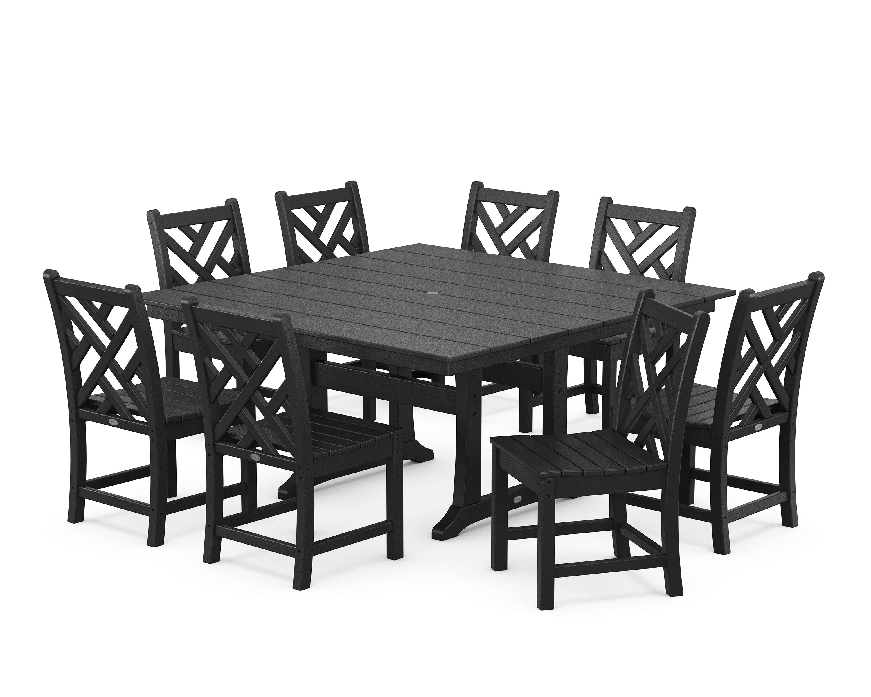 Chippendale 9-Piece Farmhouse Trestle Dining Set in Black