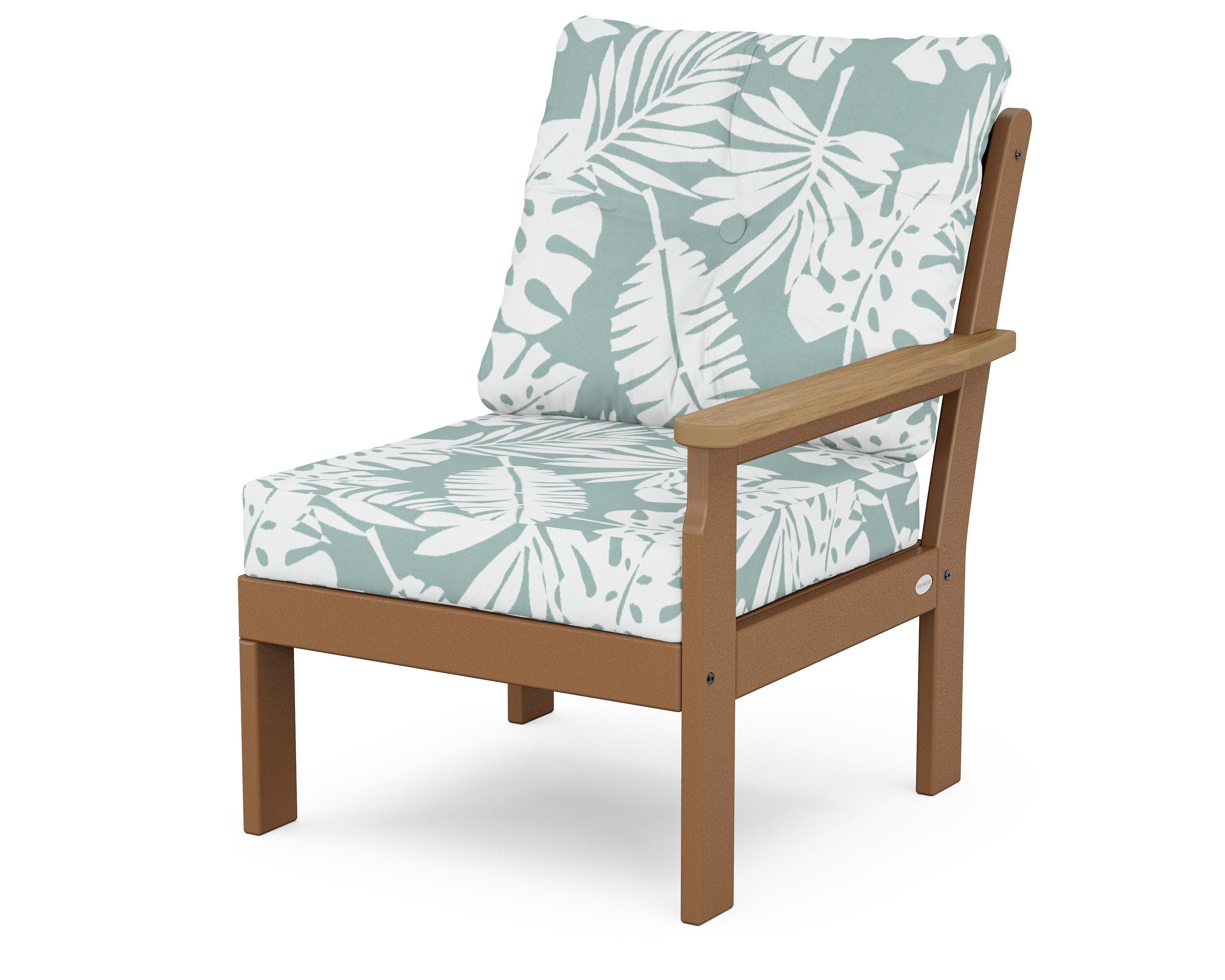 Vineyard Modular Right Arm Chair in Teak / Natural / Leaf Glacier Spa
