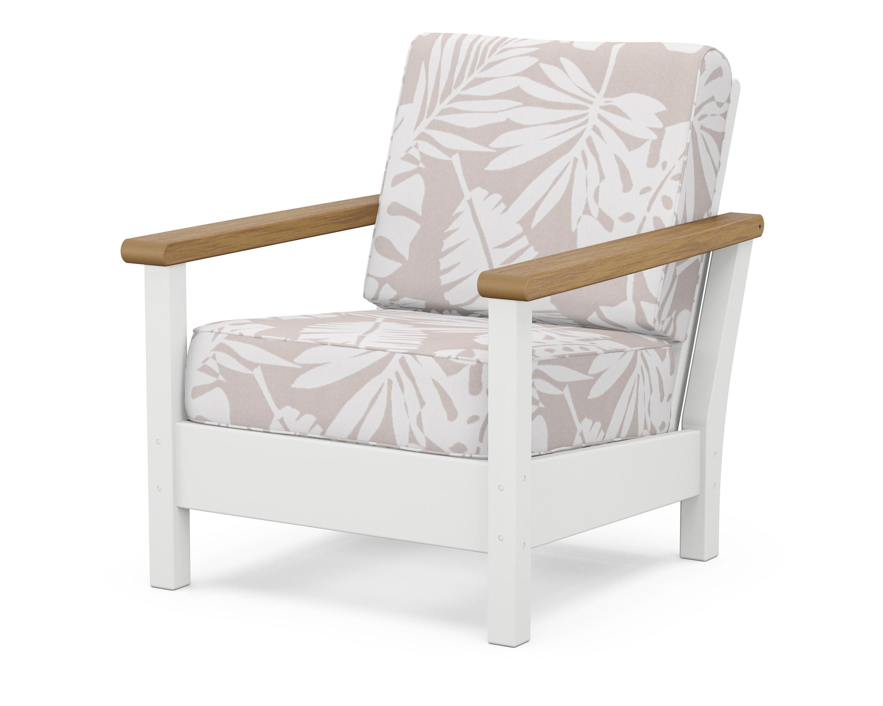 Harbour Deep Seating Chair in White / Natural / Leaf Dune Burlap