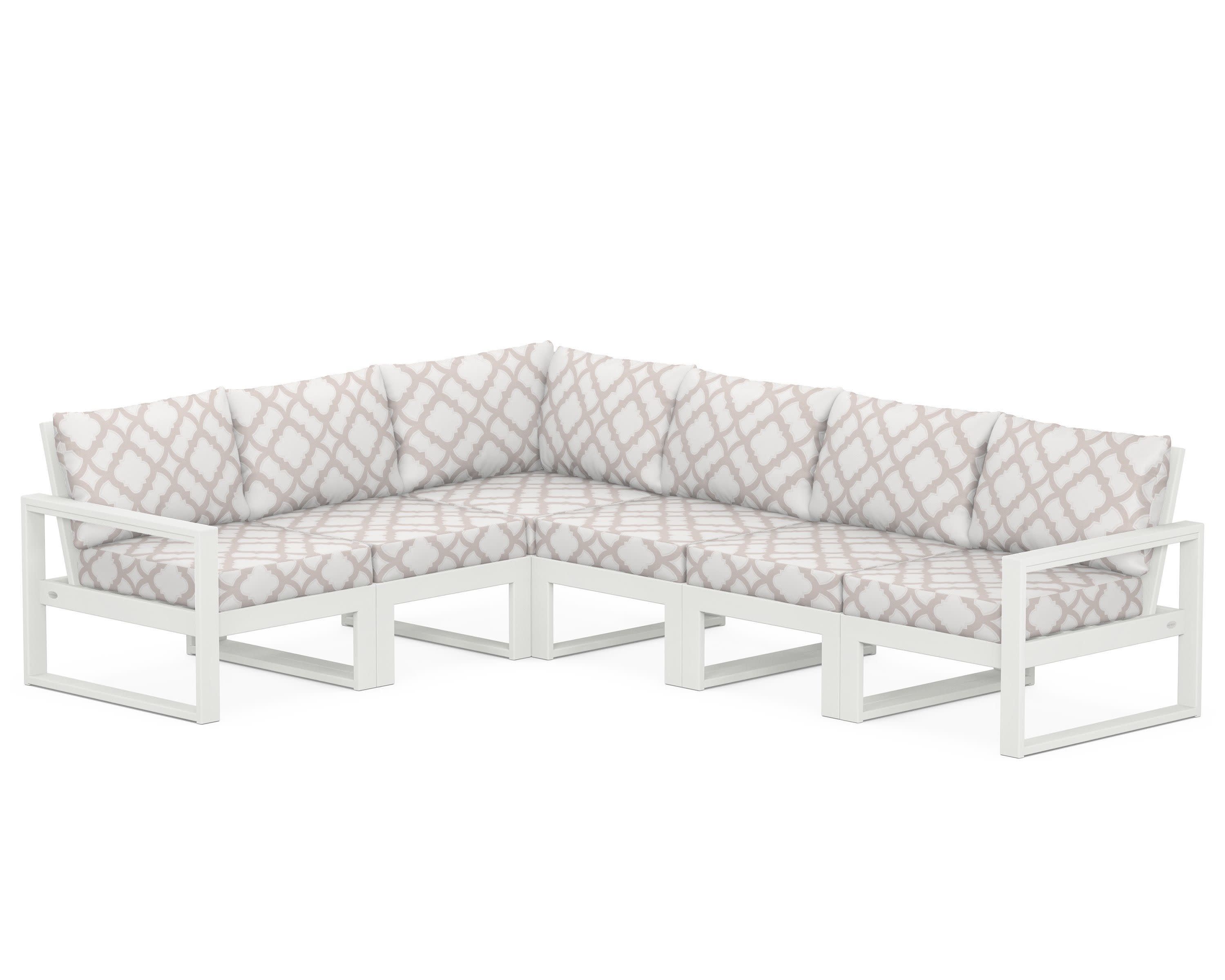 EDGE 6-Piece Modular Deep Seating Set in Vintage White / Trellis Dune Burlap