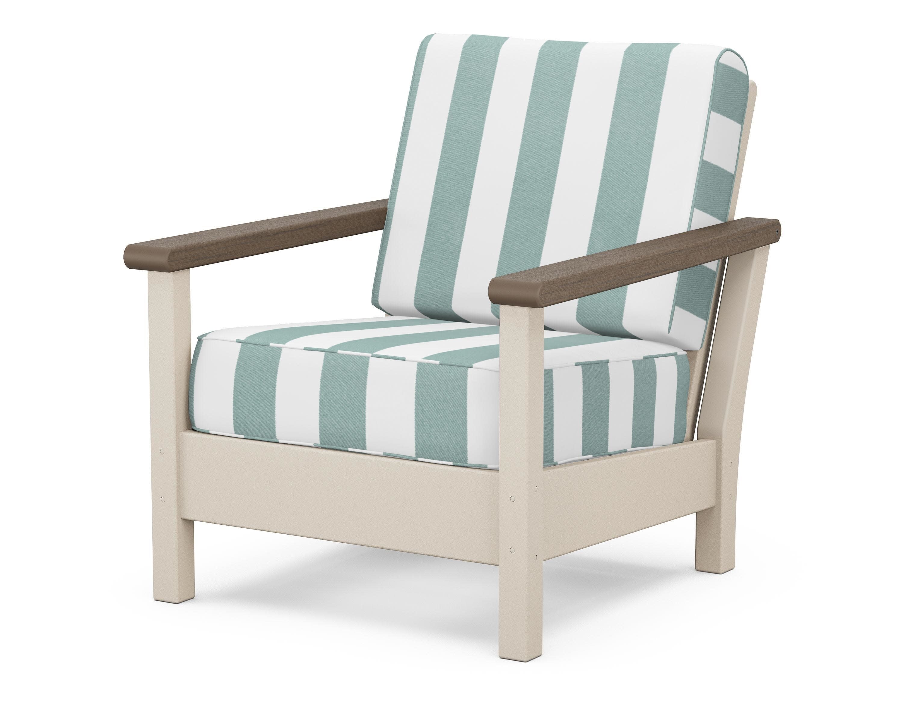 Harbour Deep Seating Chair in Sand / Kona / Cabana Stripe Glacier Spa