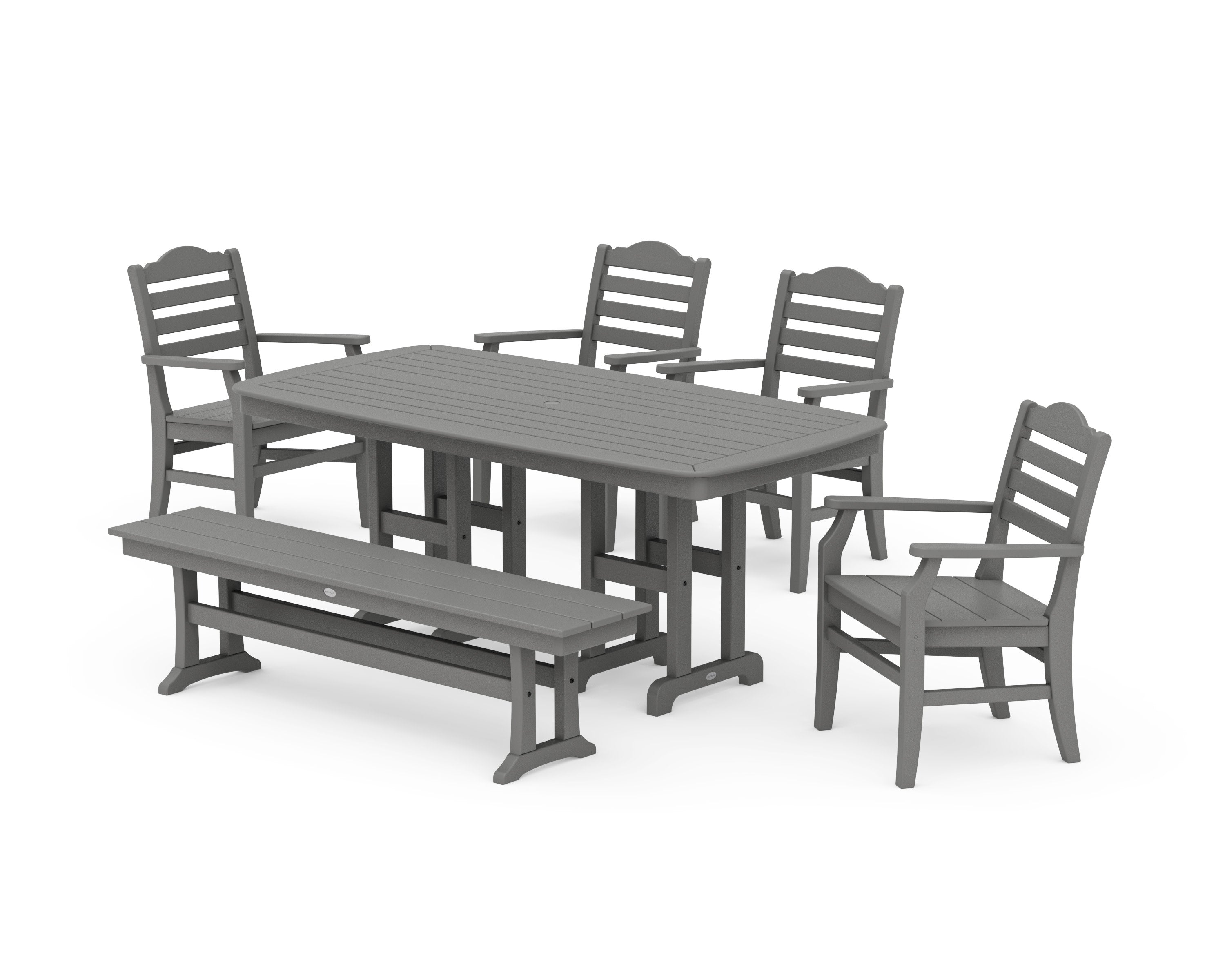 Savannah 6-Piece Farmhouse Dining Set with Bench in Slate Grey