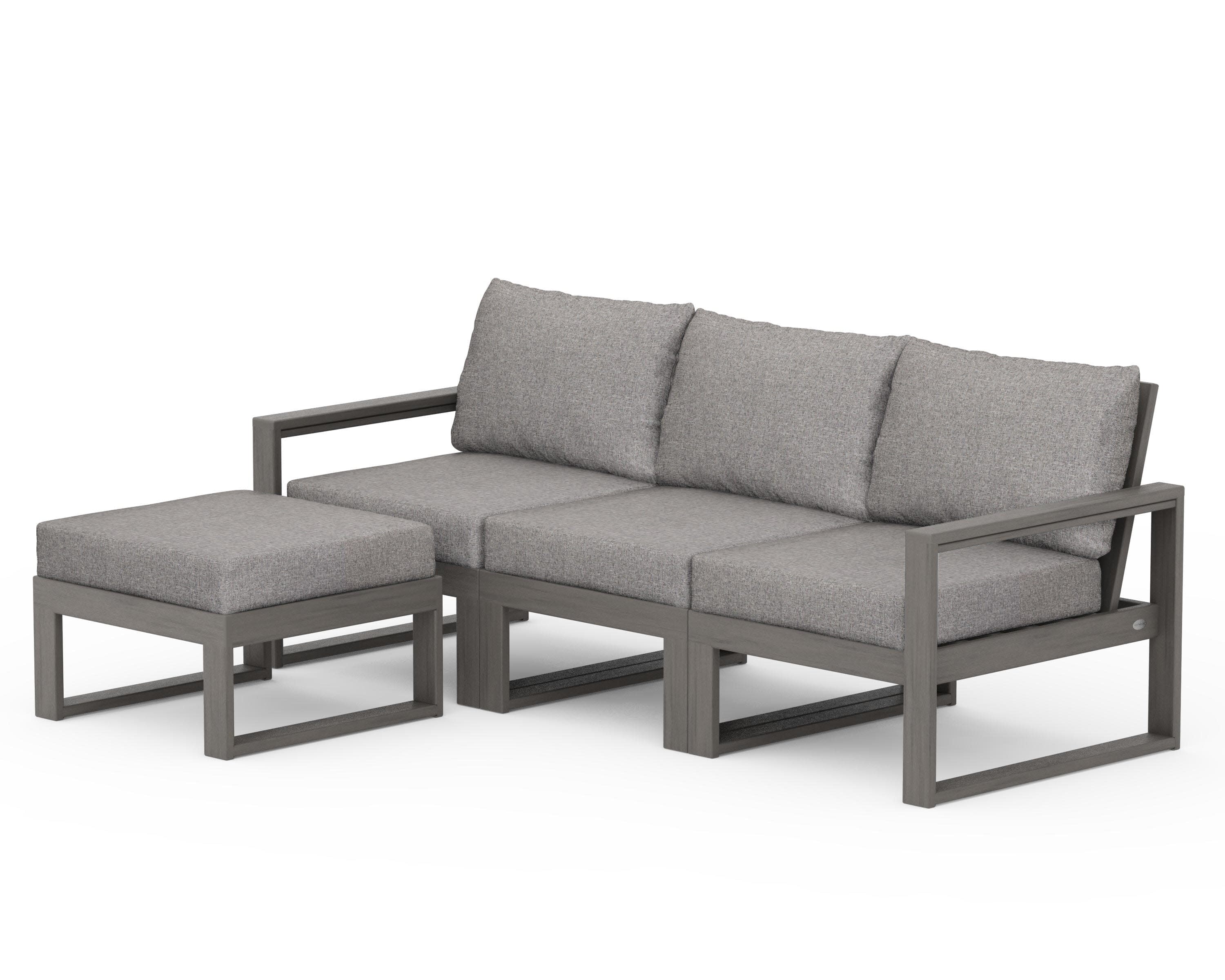 EDGE 4-Piece Modular Deep Seating Set with Ottoman in Driftwood / Grey Mist