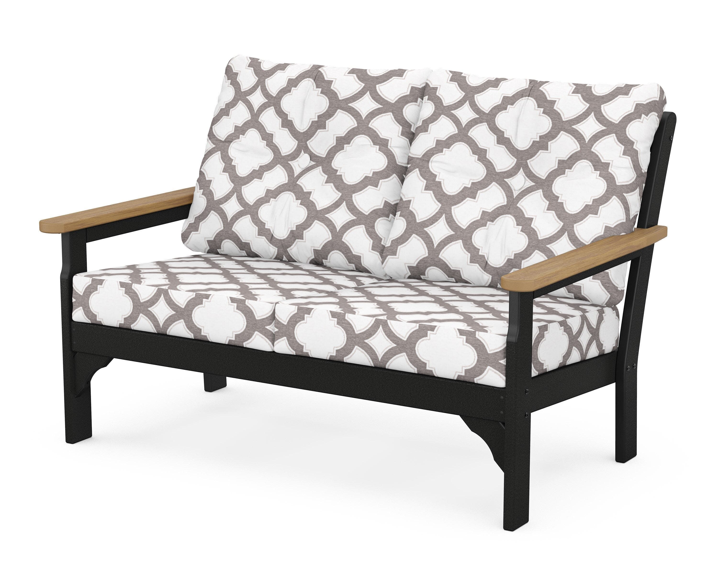 Vineyard Deep Seating Loveseat in Black / Natural / Trellis Grey Mist