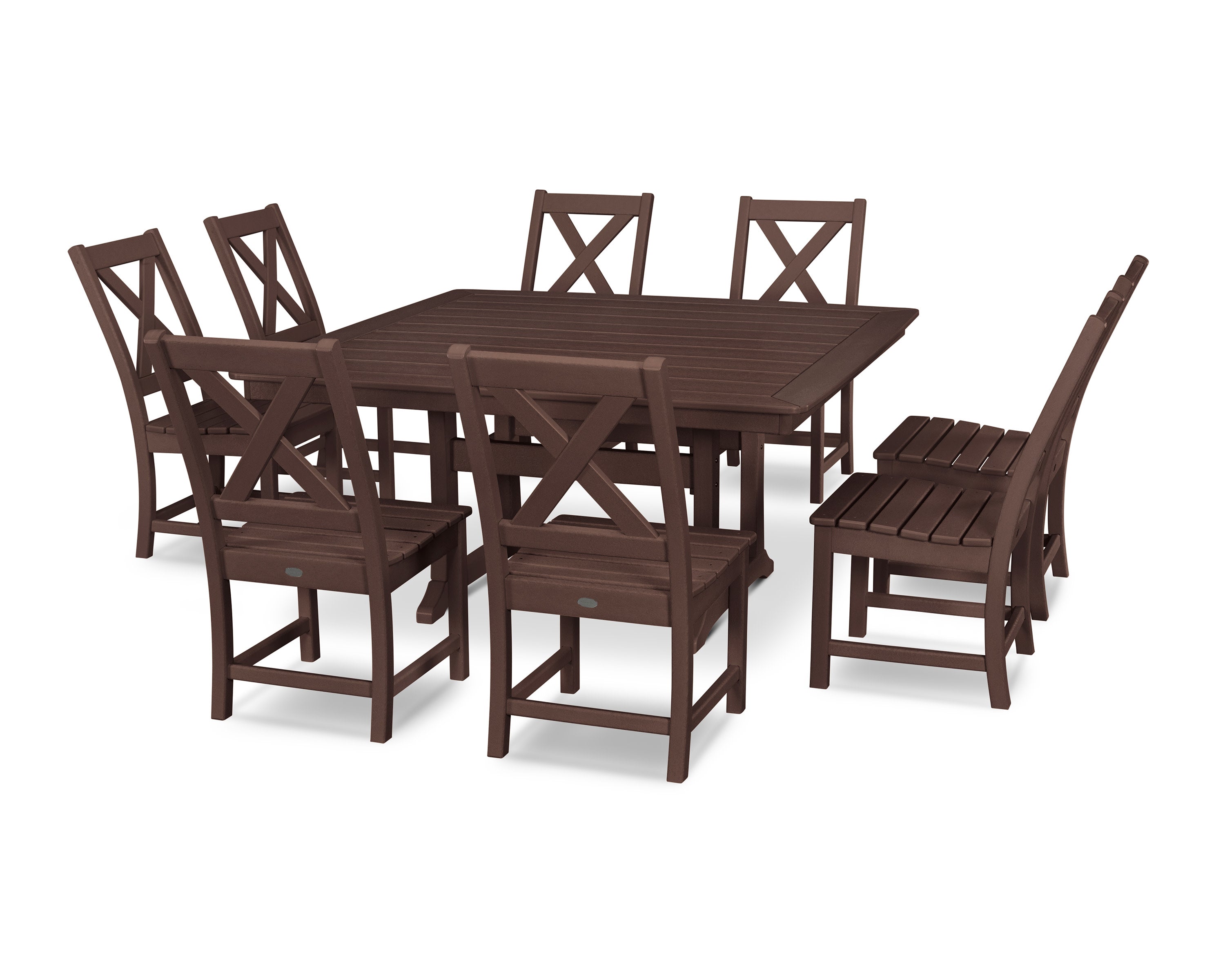 Braxton 9-Piece Nautical Trestle Dining Set in Mahogany