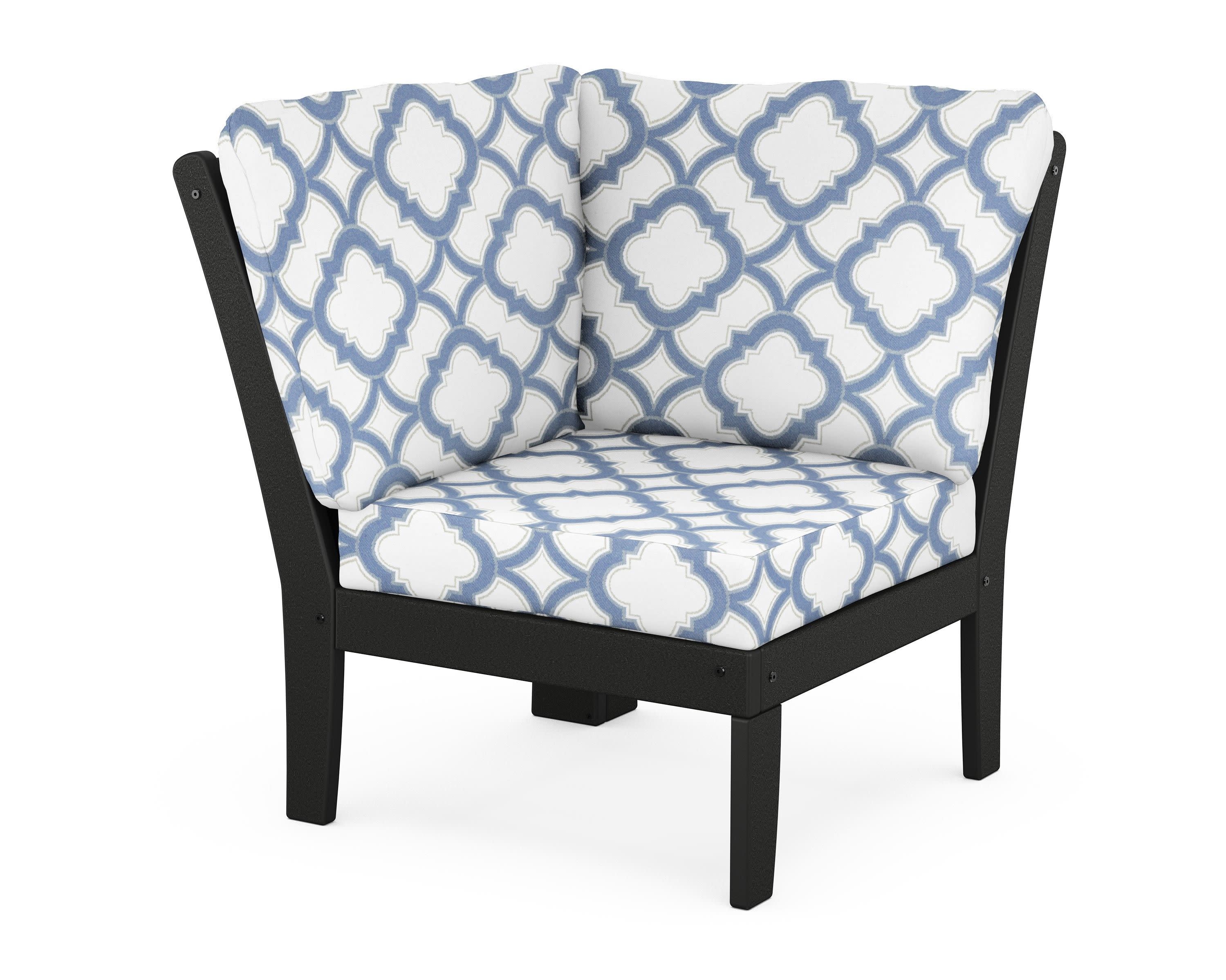 Braxton Modular Corner Chair in Black / Trellis Sky Blue