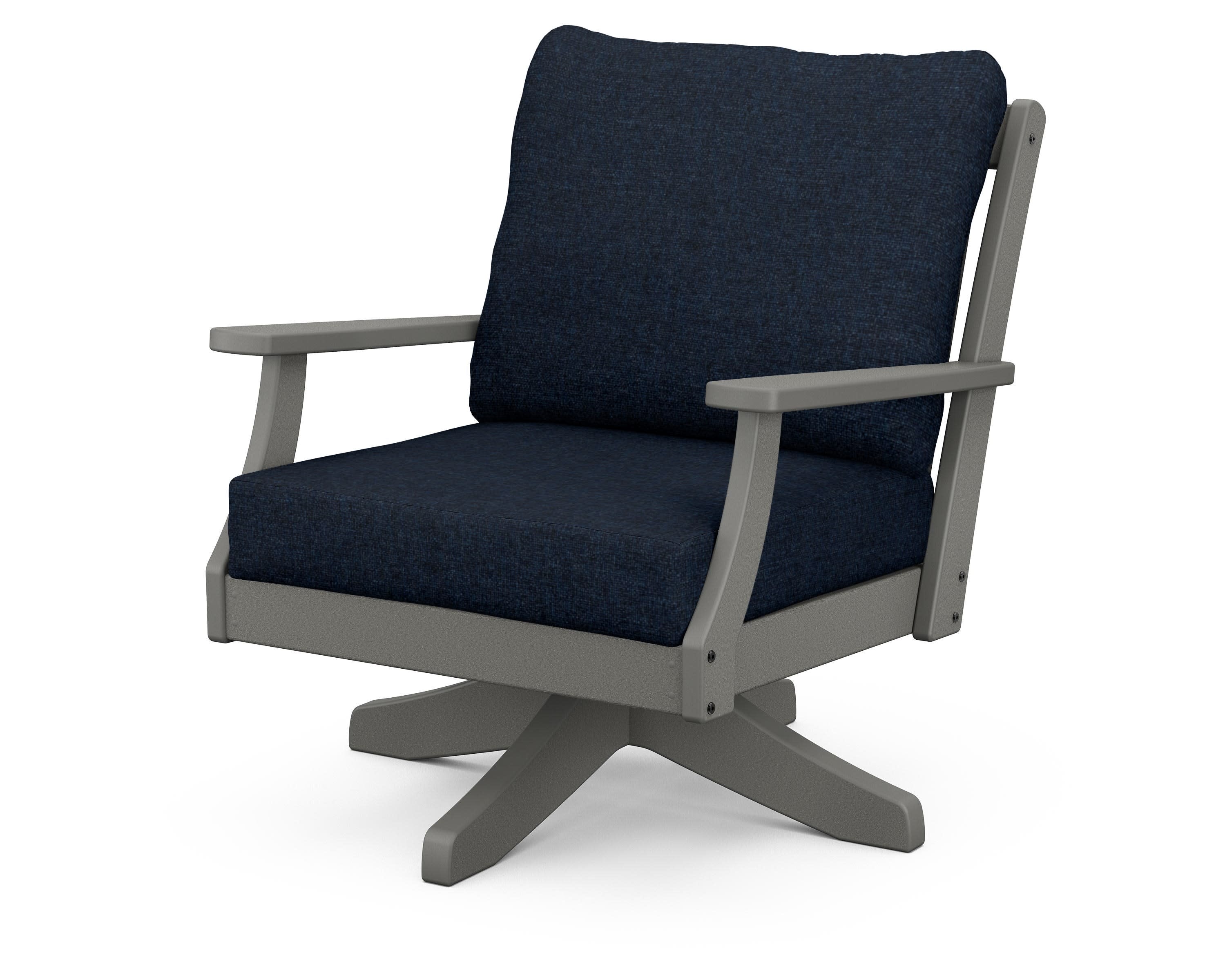 Braxton Deep Seating Swivel Chair in Slate Grey / Marine Indigo