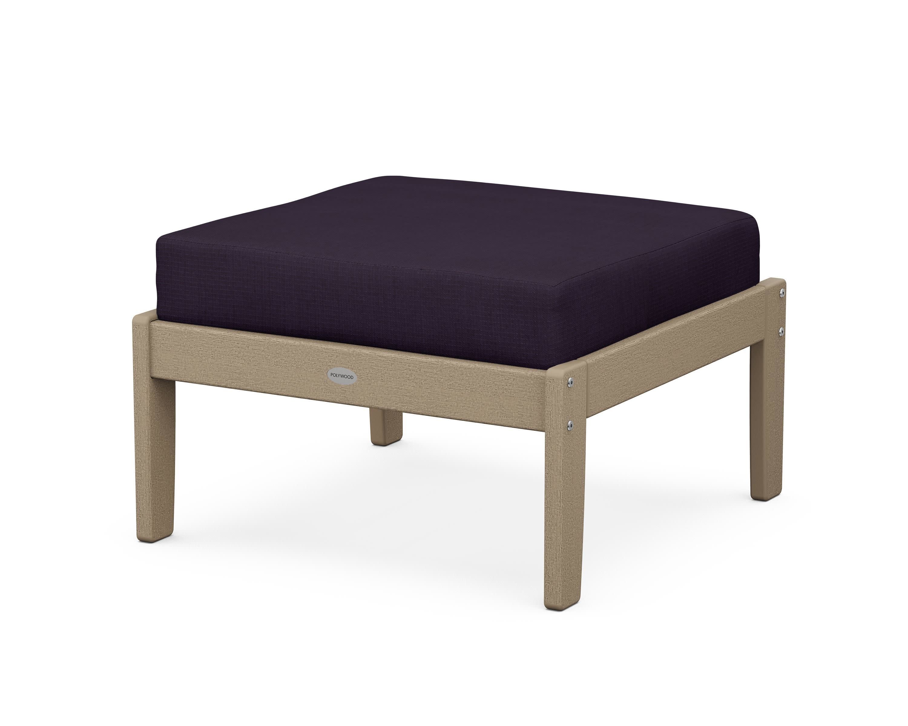 Braxton Deep Seating Ottoman in Vintage Sahara / Navy Linen