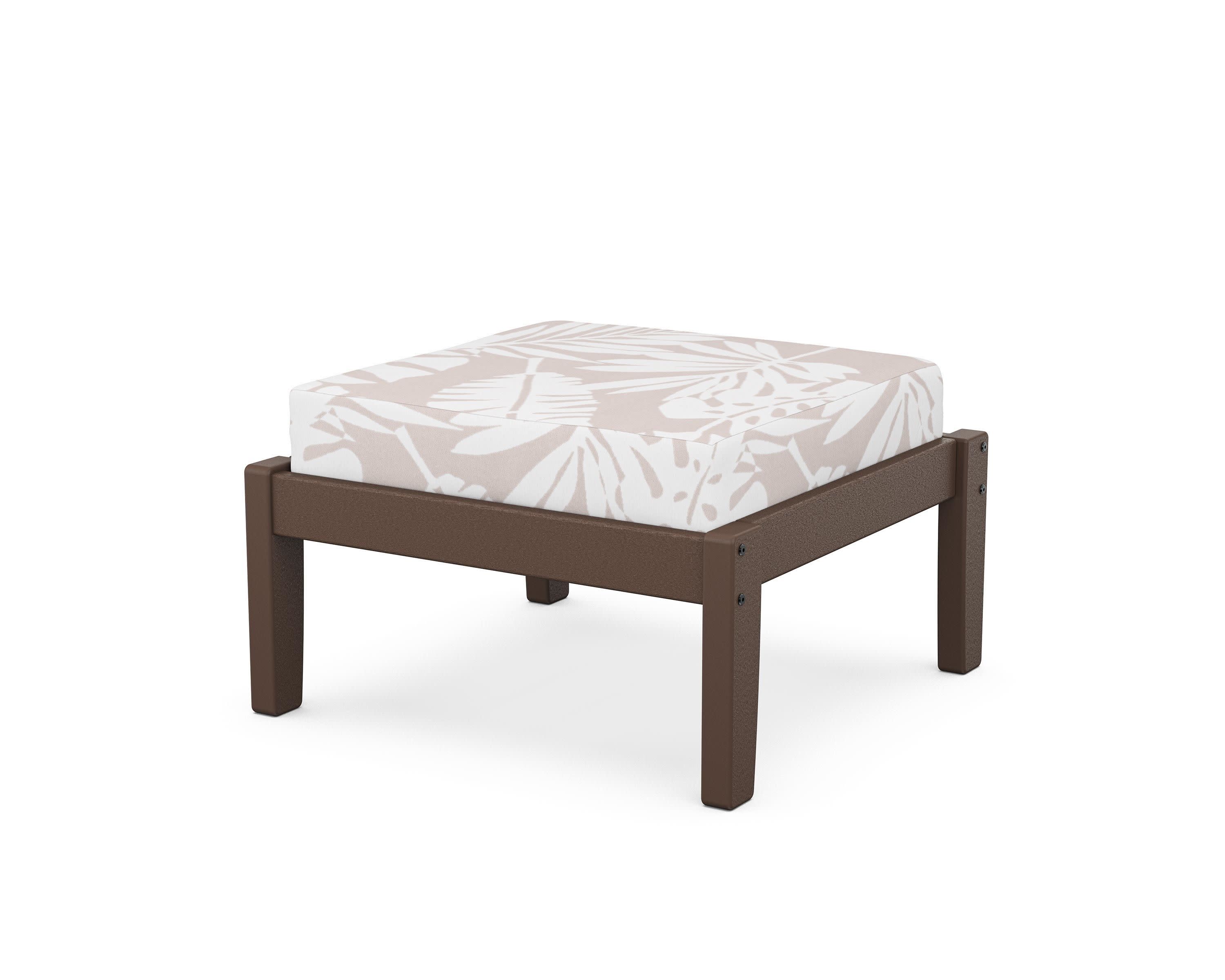 Deep Seating Ottoman in Mahogany / Leaf Dune Burlap