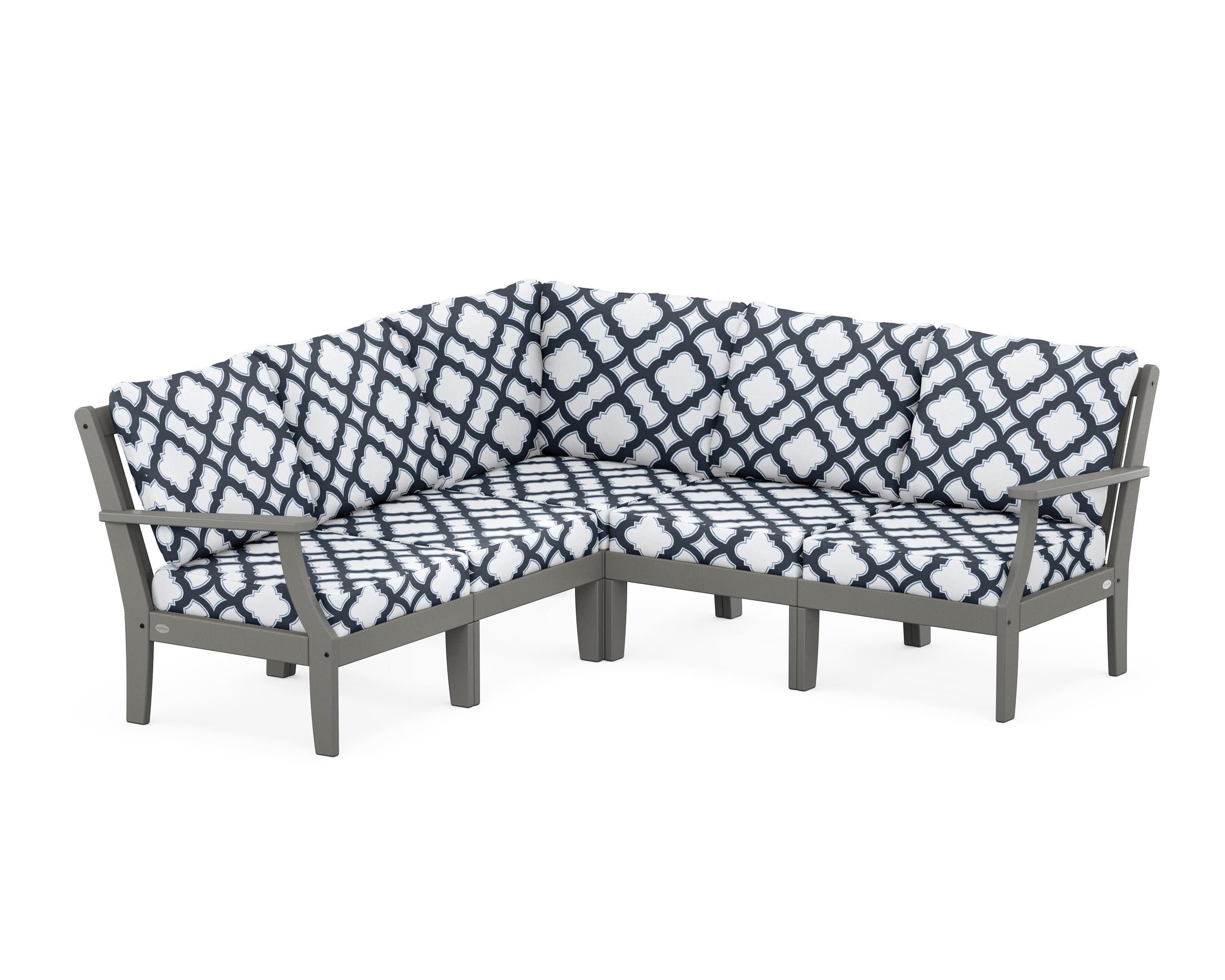 Braxton Modular 5-Piece Deep Seating Set in Slate Grey / Trellis Marine Indigo