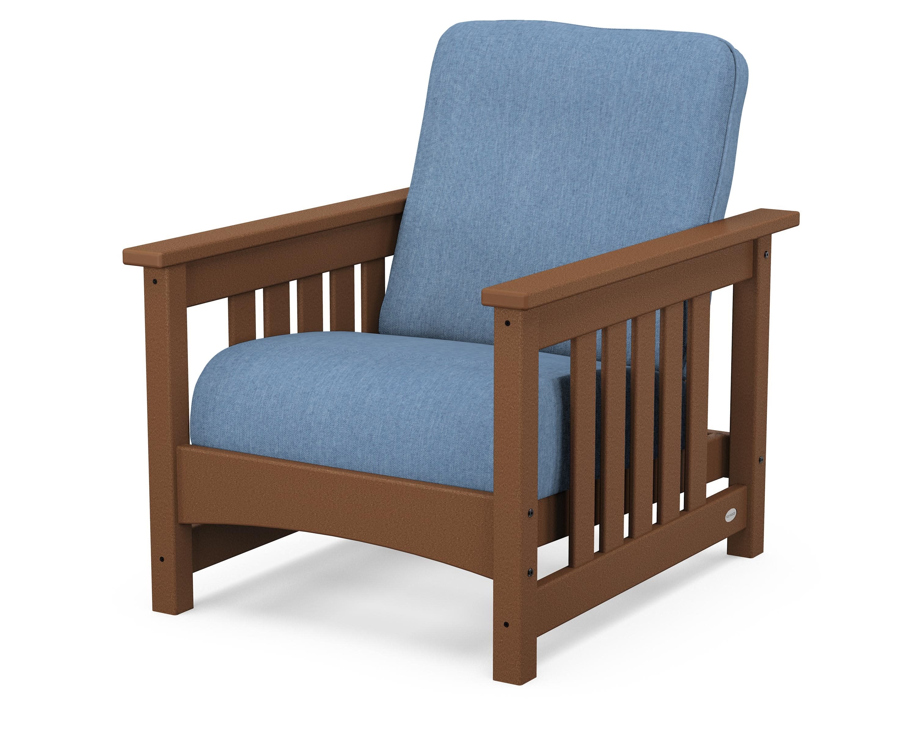 Club Mission Chair in Teak / Sky Blue