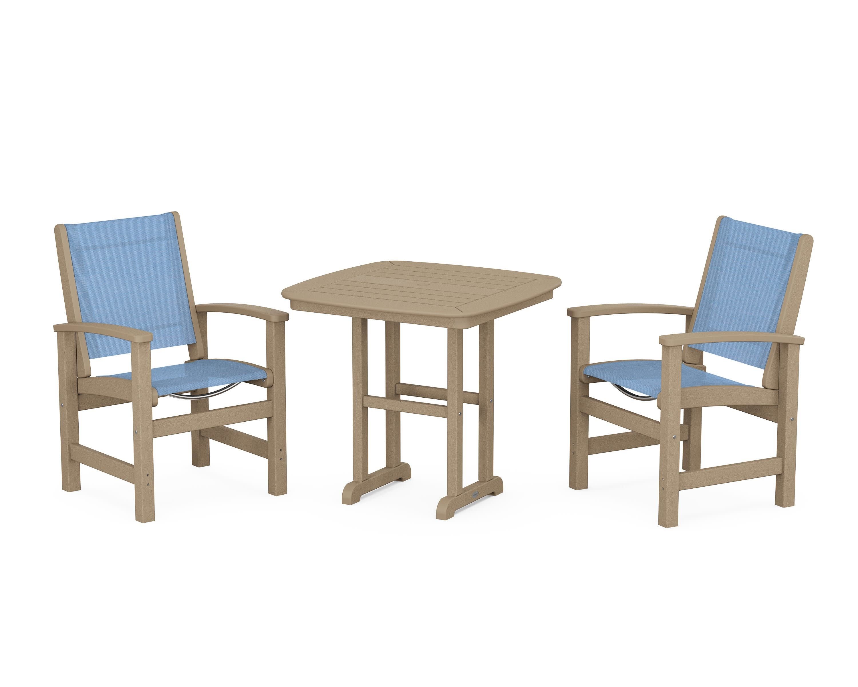 Coastal 3-Piece Dining Set in Vintage Sahara / Poolside Sling