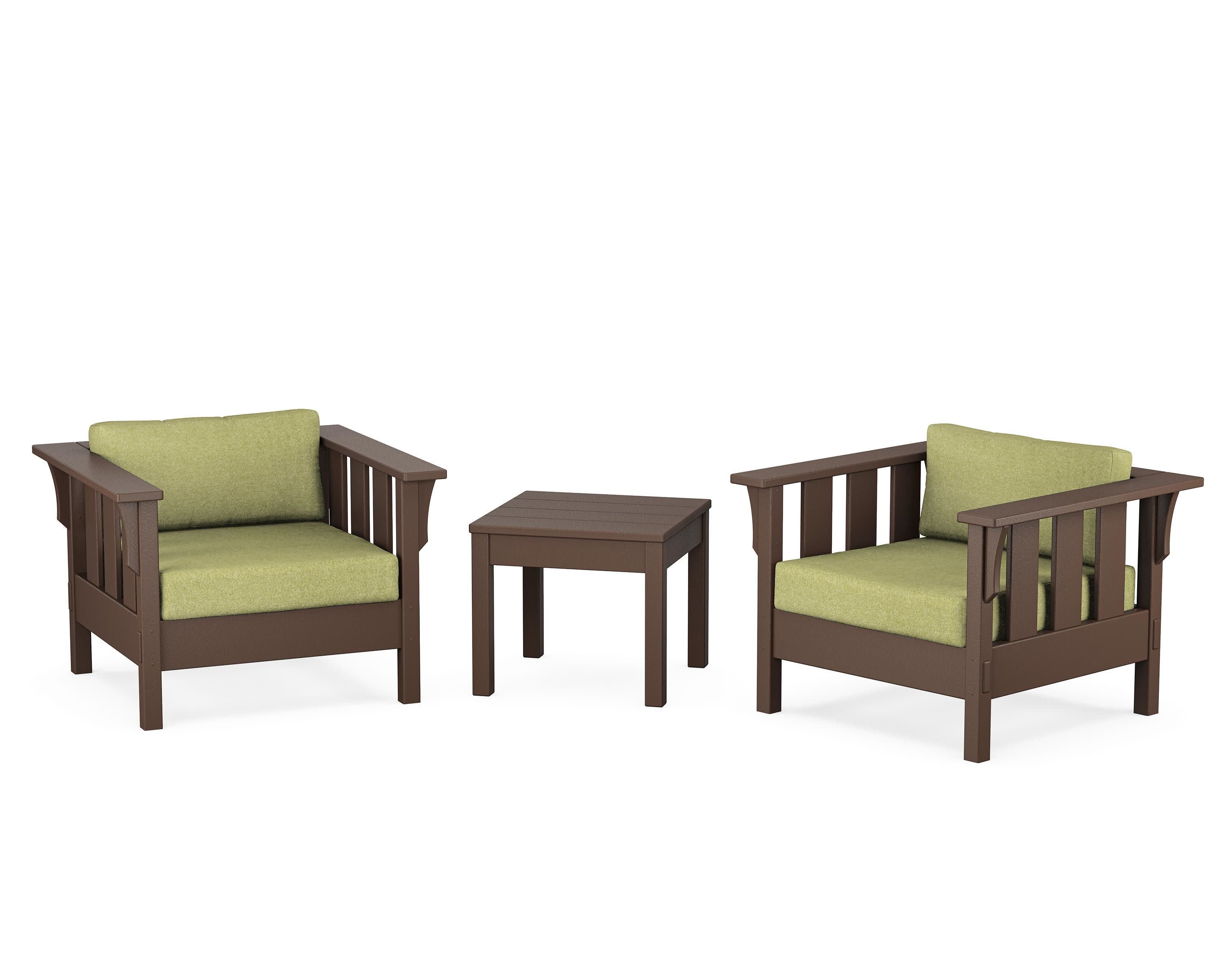 Acadia 3-Piece Deep Seating Set in Mahogany / Chartreuse Boucle